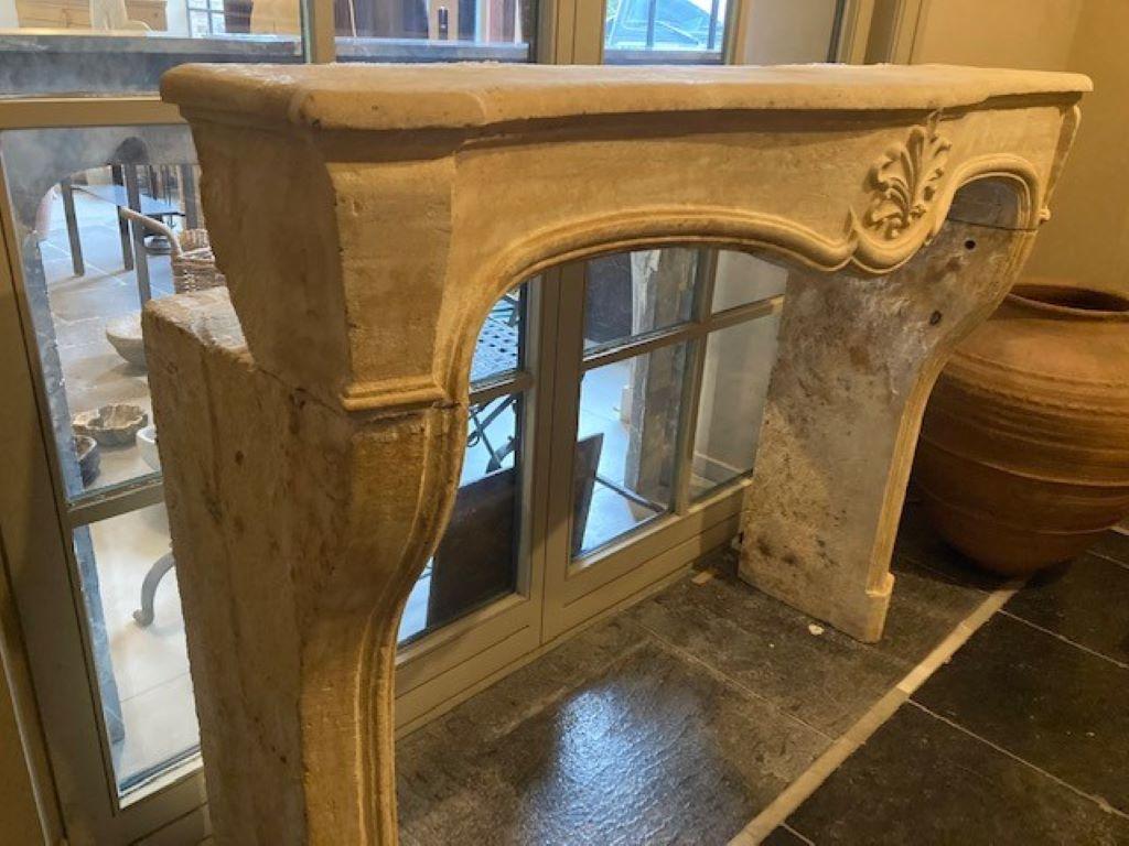 Limestone 19th Century Fireplace Mantel in Burgundy Stone For Sale