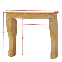 19th Century Fireplace Mantel In Polished Beige-Blond Stone – Square Firebox