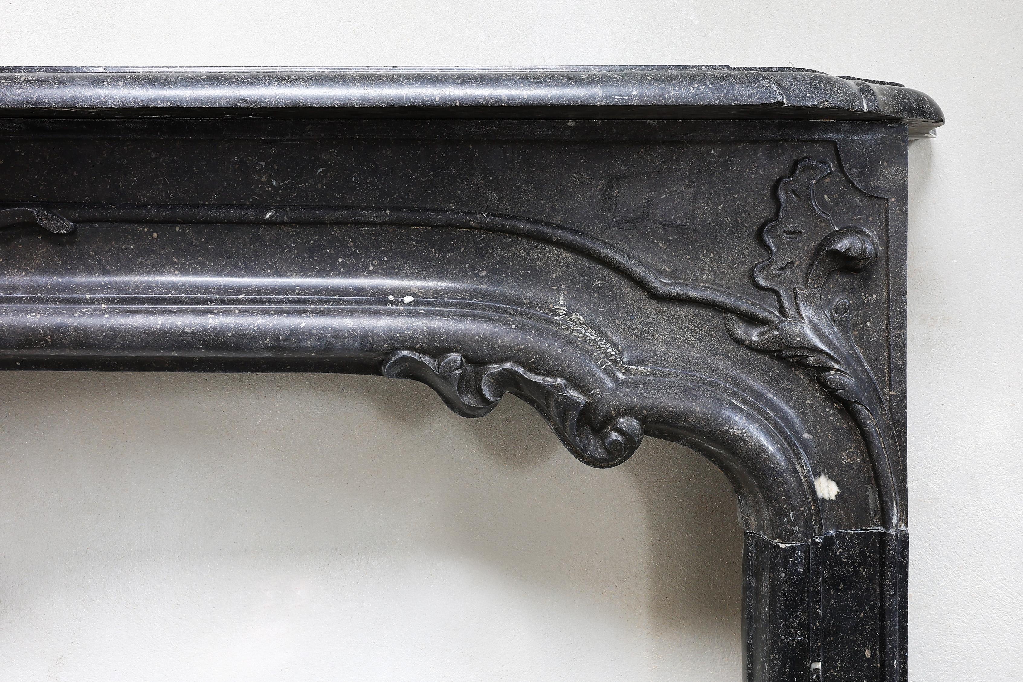 French 19th Century Fireplace of Belgian Bluestone in Style of Louis XVI For Sale