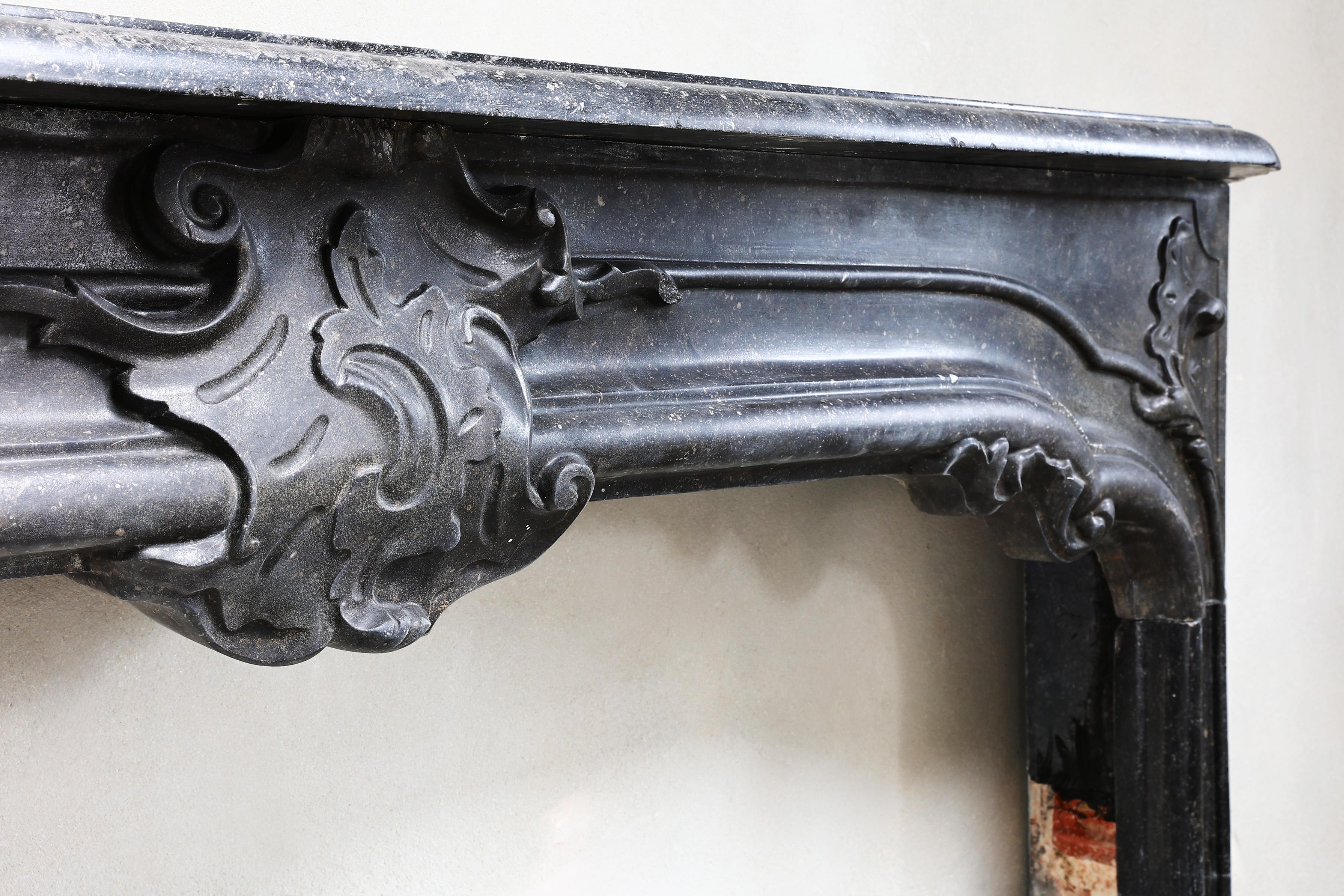 19th Century Fireplace of Belgian Bluestone in Style of Louis XVI In Good Condition For Sale In Made, NL