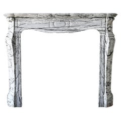 Antique 19th century fireplace of blue fleuri marble in Pompadour style