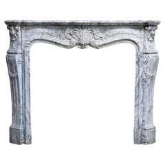 19th Century, Fireplace of Blue Fleuri Marble in Style of Louis XV