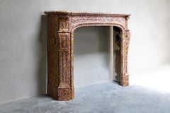 19th Century Fireplace of Brocatelle Violetta Du Jura Marble, Style Louis XIV