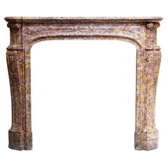 19th Century Fireplace of Brocatelle Violetta Du Jura Marble, Style Louis XIV