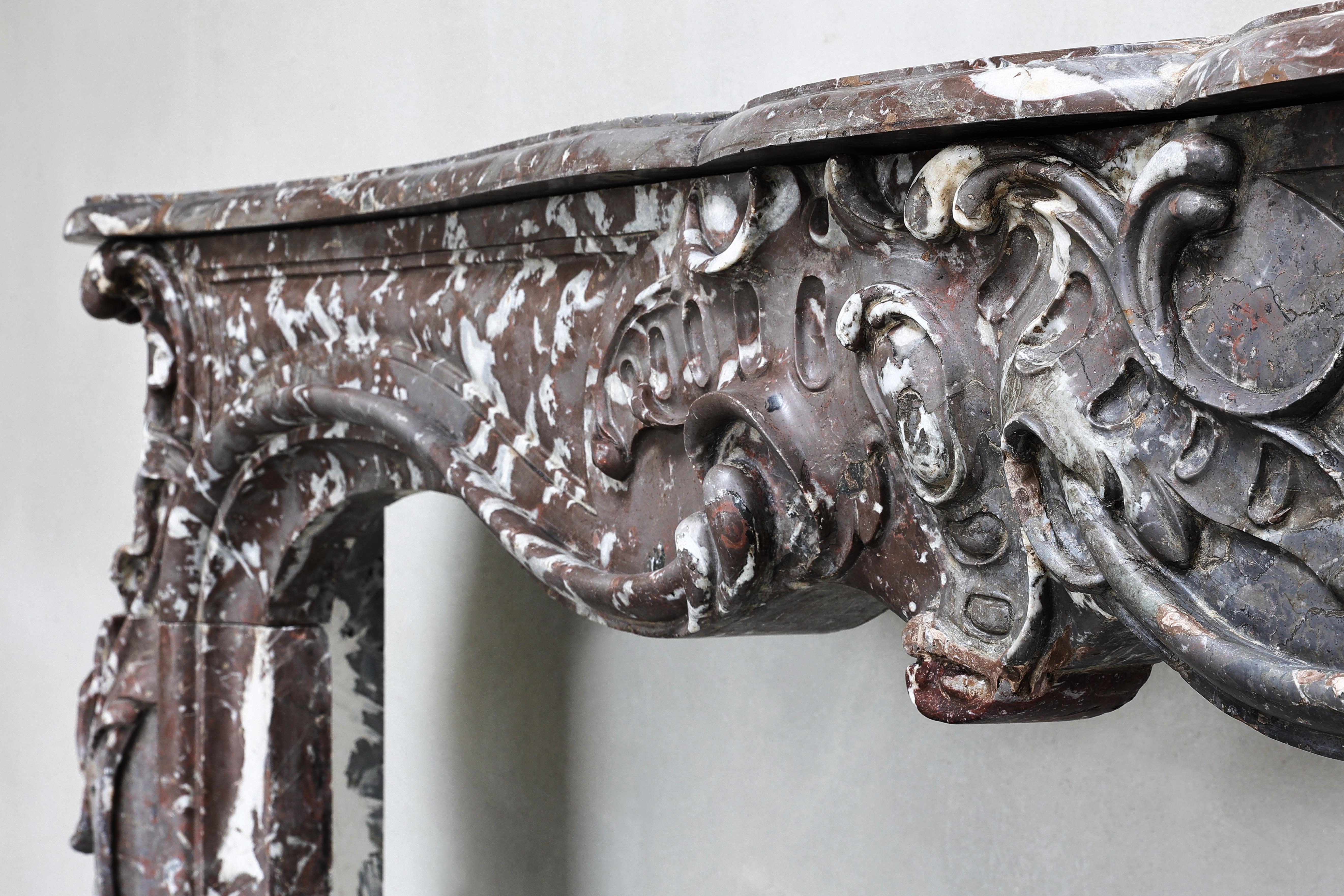 18th Century Antique Marble Fireplace Surround  Rouge Royal Belge Marble  18th century For Sale