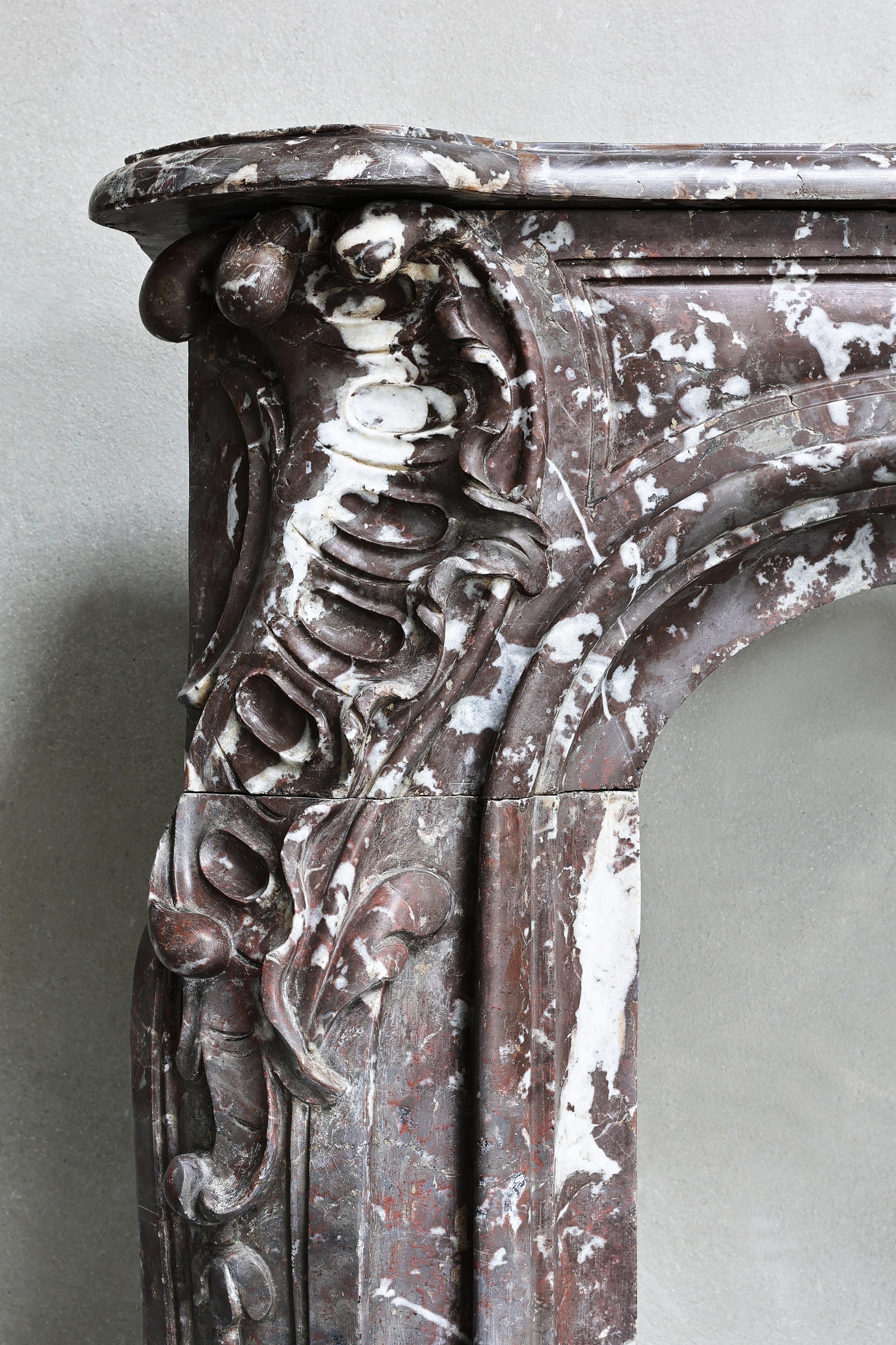 Antique Marble Fireplace Surround  Rouge Royal Belge Marble  18th century For Sale 2