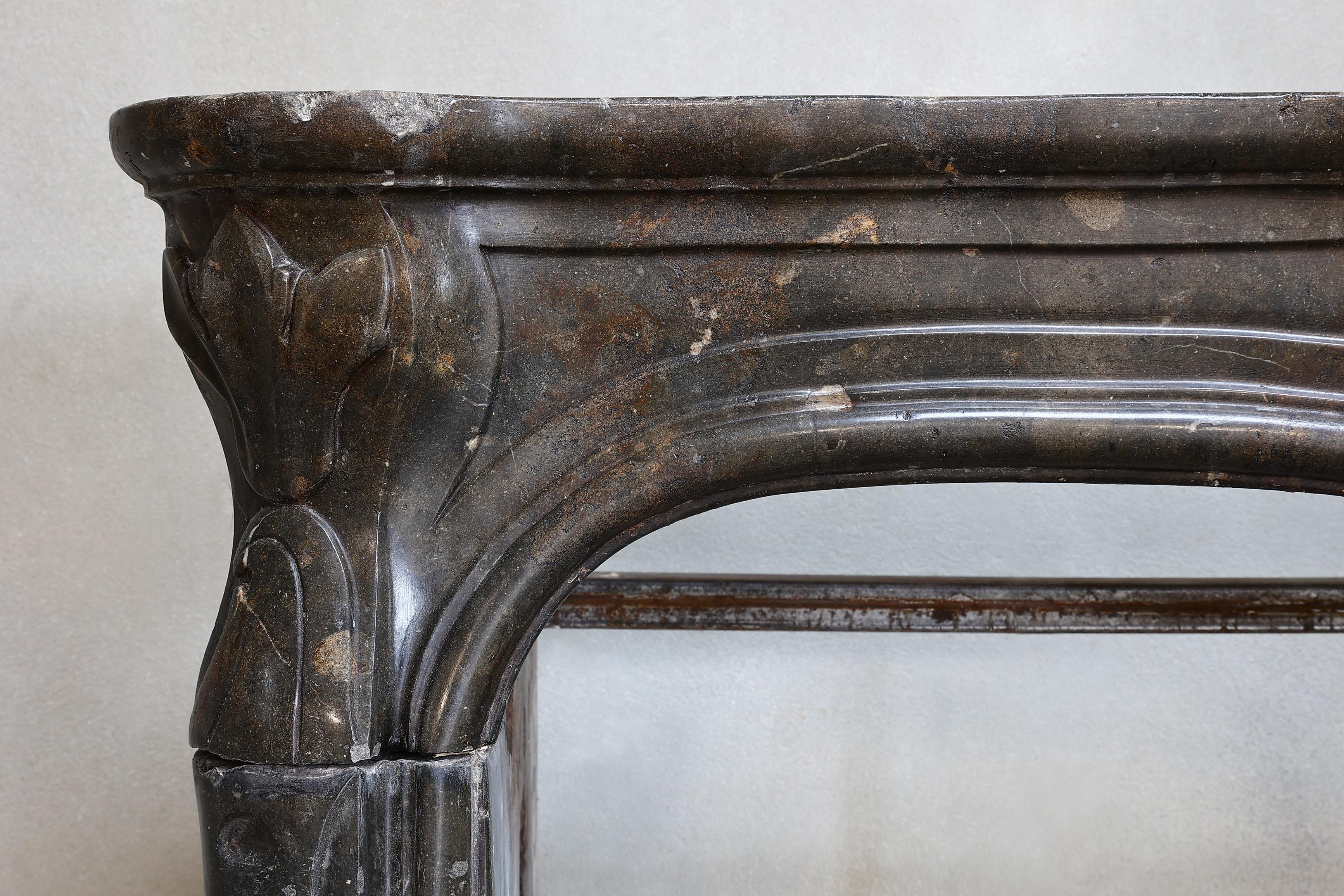 Other 19th Century Fireplace of Burgundy Marble Stone in Style of Louis XV For Sale