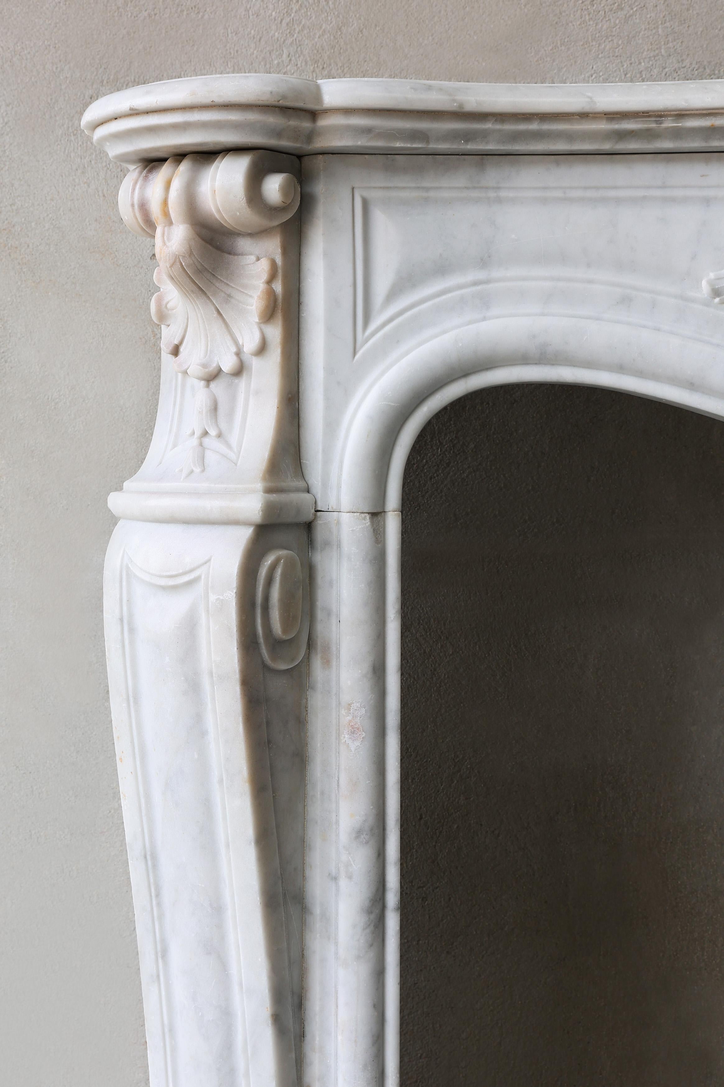 Antique Marble Fireplace  Carrara Marble  19th Century For Sale 3