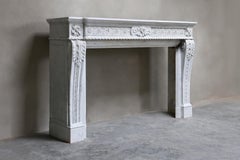 Antique Marble Fireplace Surround  Carrara Marble  Louis XVI  19th Century