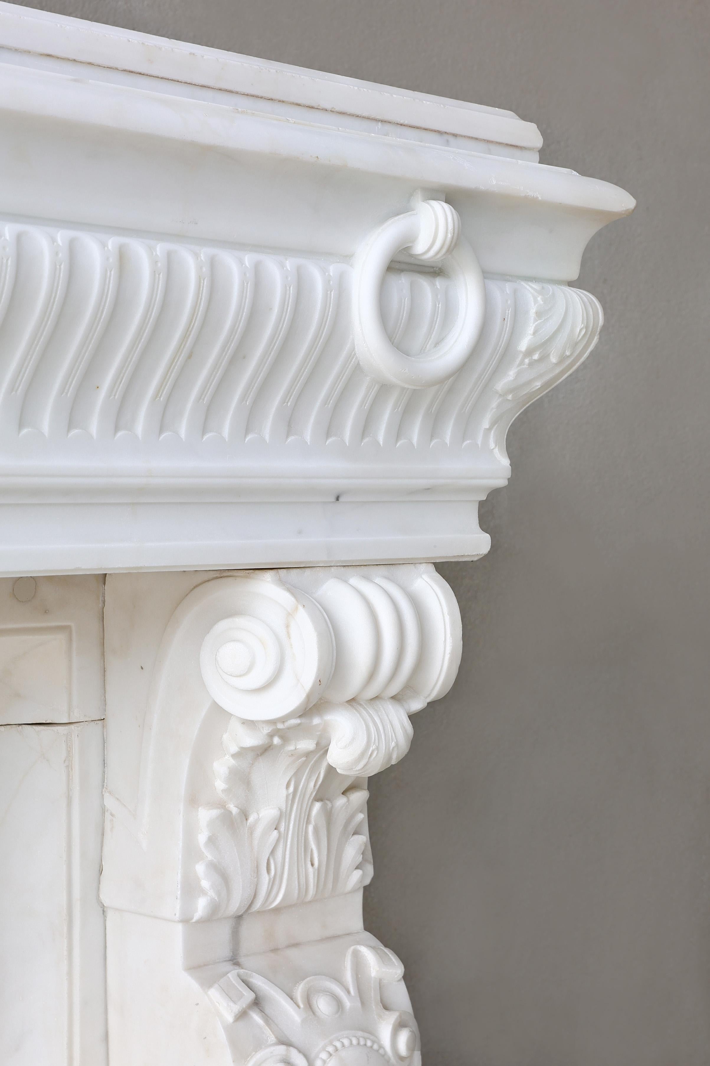 19th century Fireplace of Carrara marble - Louis XVI style For Sale 3