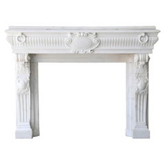 Antique 19th century Fireplace of Carrara marble - Louis XVI style