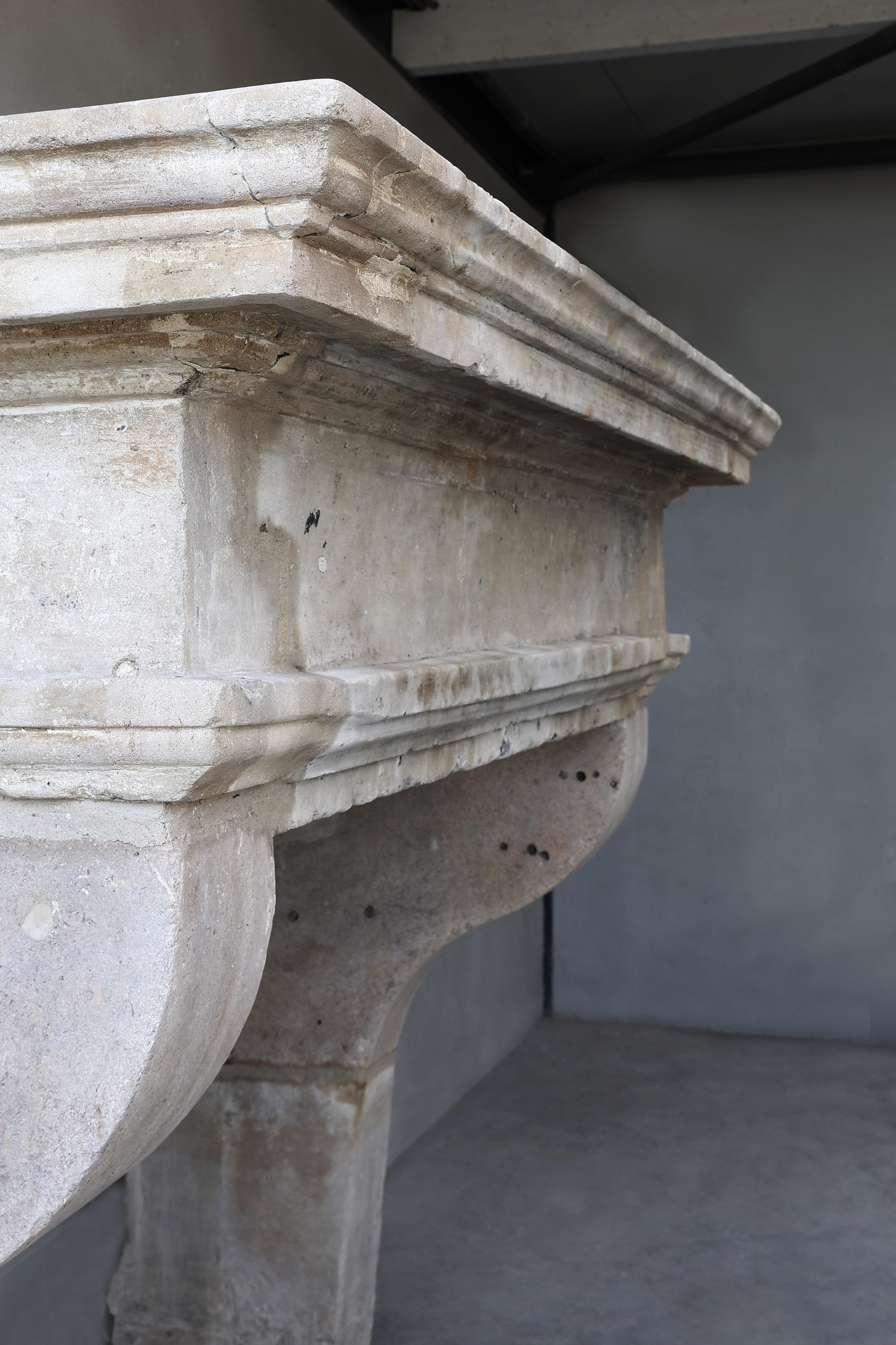 19th Century Fireplace of French Limestone in Campagnarde Style 6