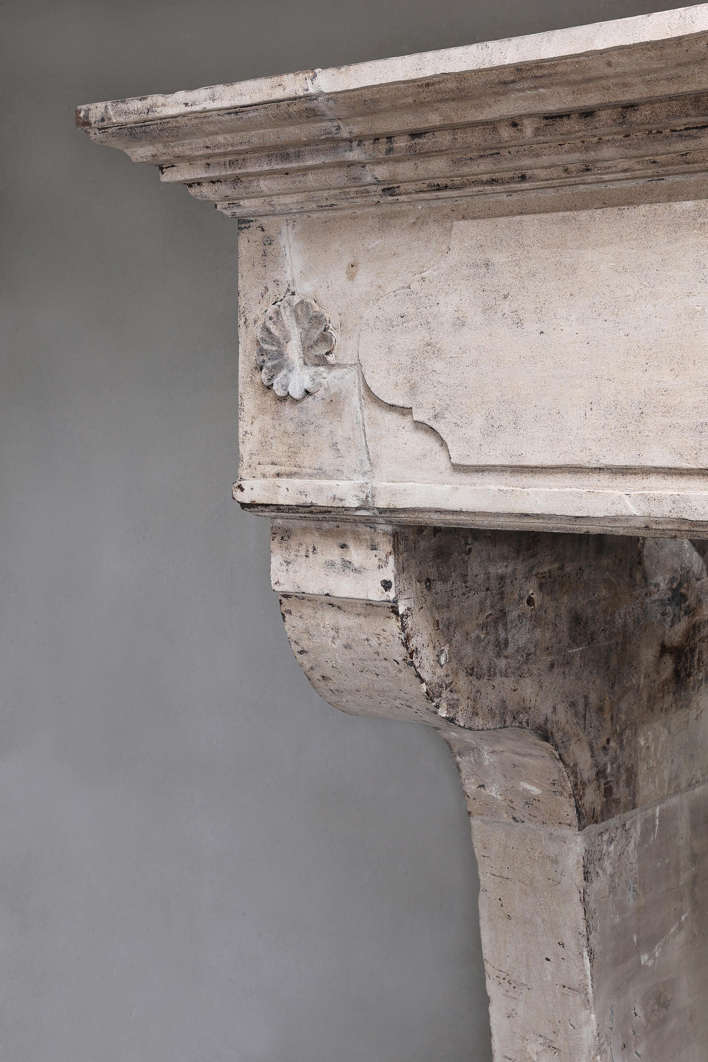 19th Century Fireplace of french limestone in Campagnarde style 4