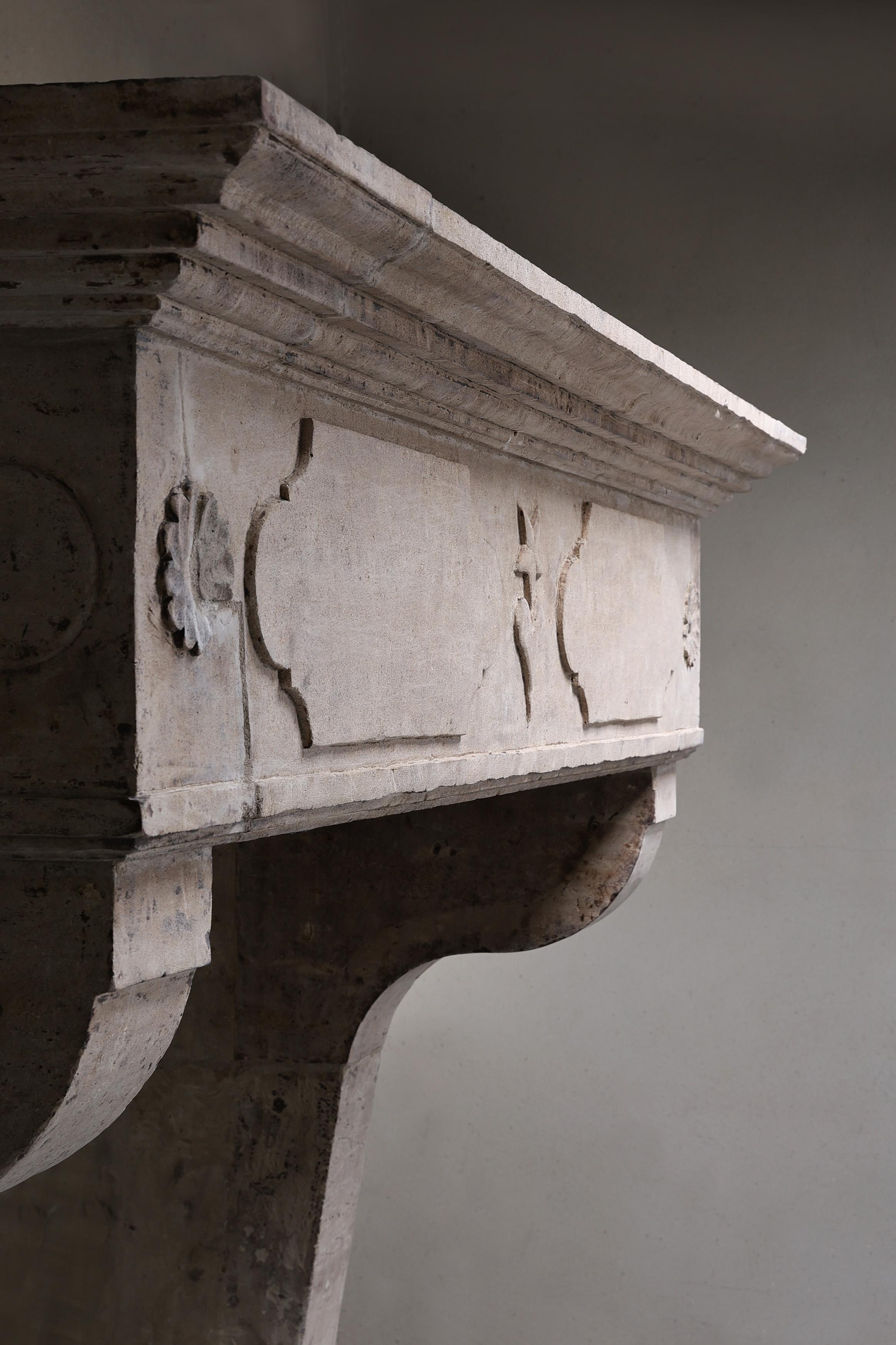 19th Century Fireplace of french limestone in Campagnarde style 5