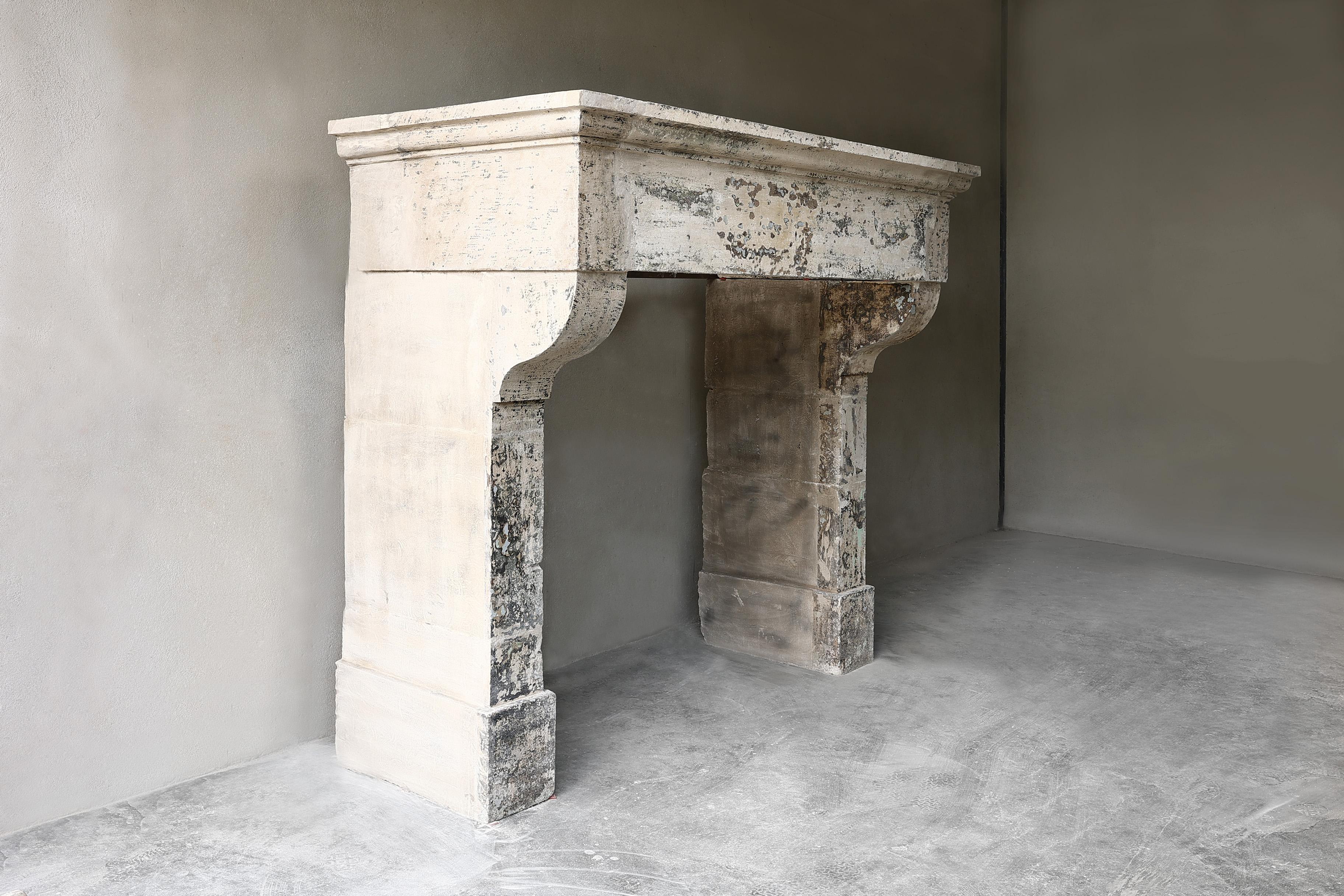 19th Century Fireplace of french limestone in Campagnarde style 6