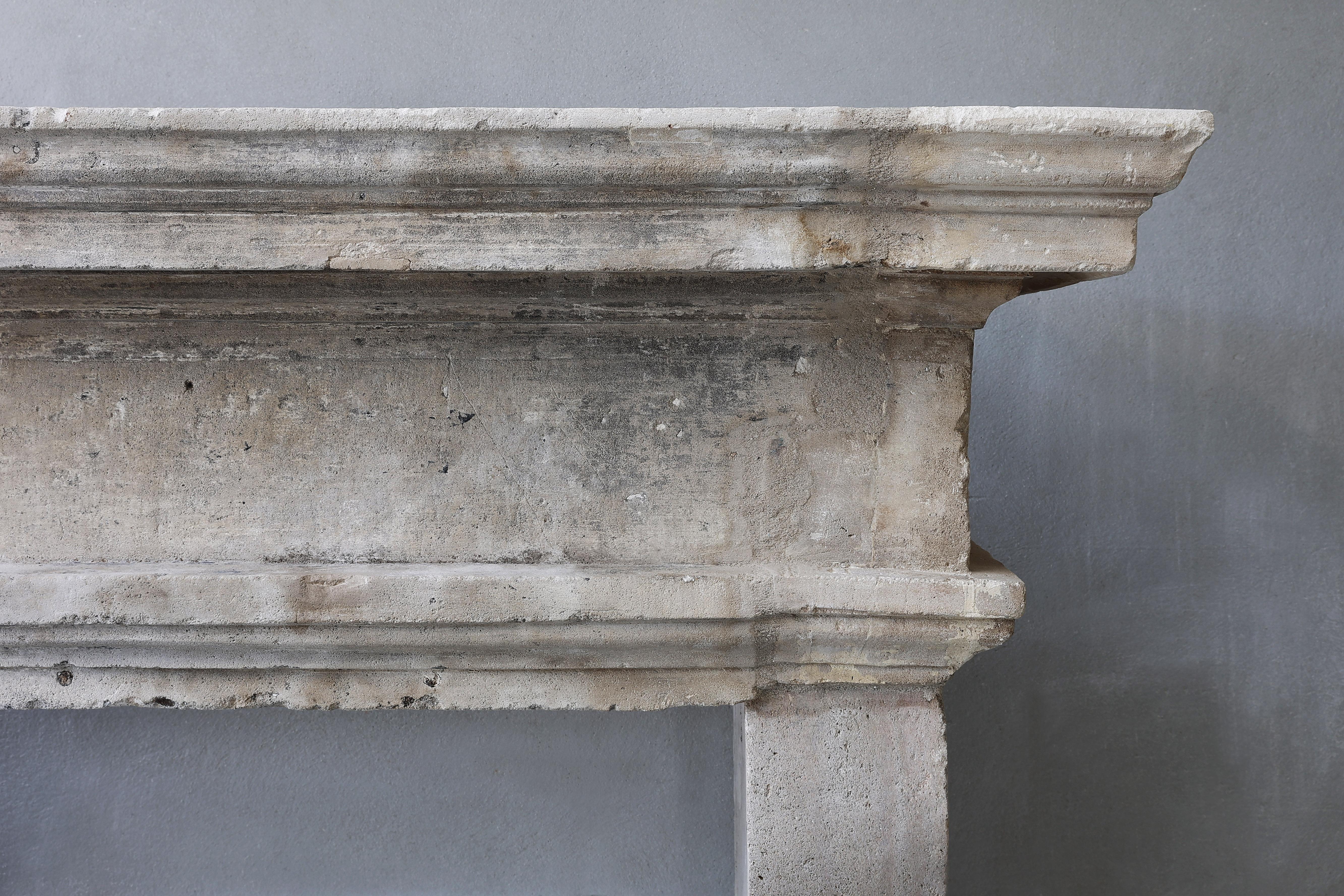 Other 19th Century Fireplace of French Limestone in Campagnarde Style