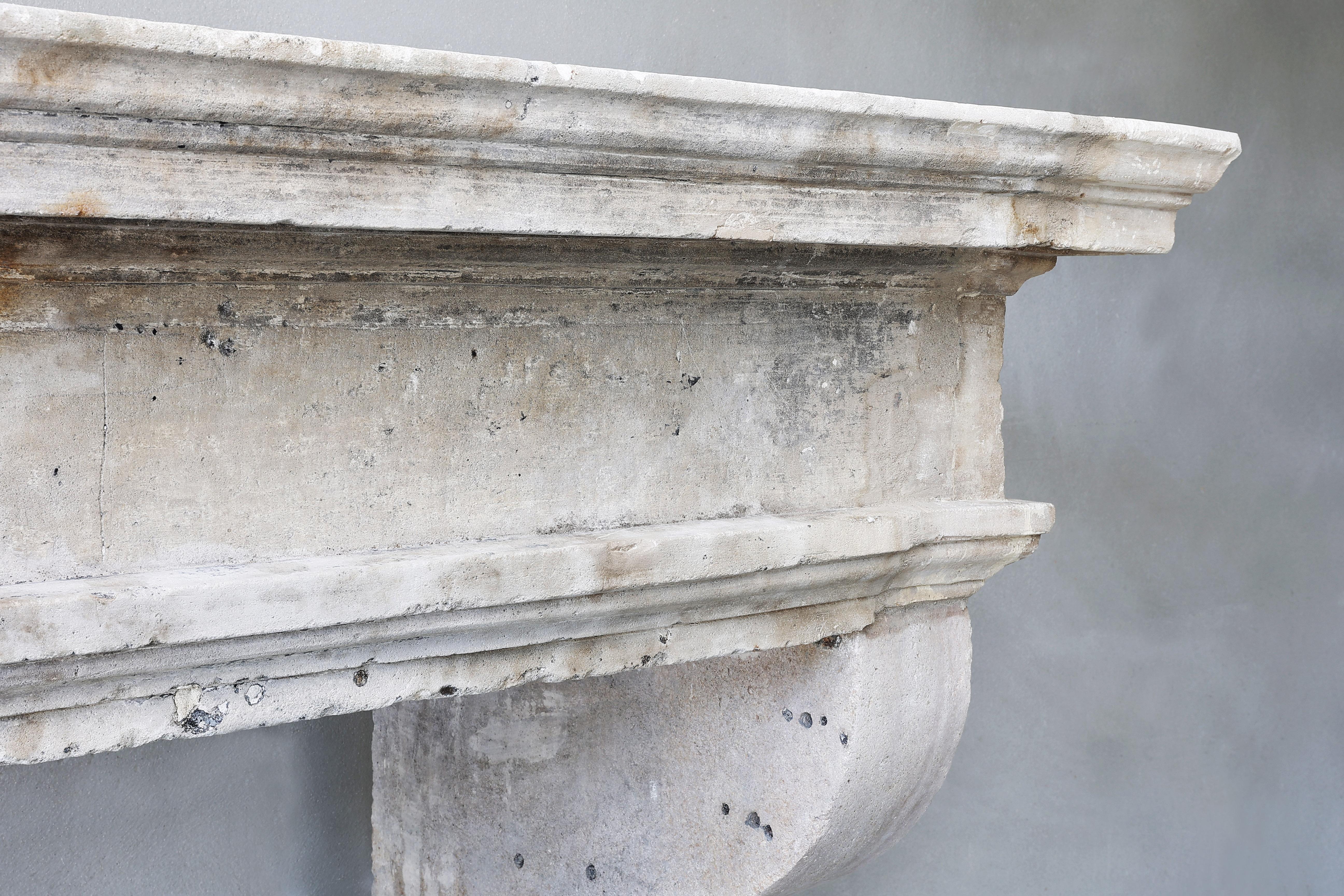 19th Century Fireplace of French Limestone in Campagnarde Style In Good Condition In Made, NL