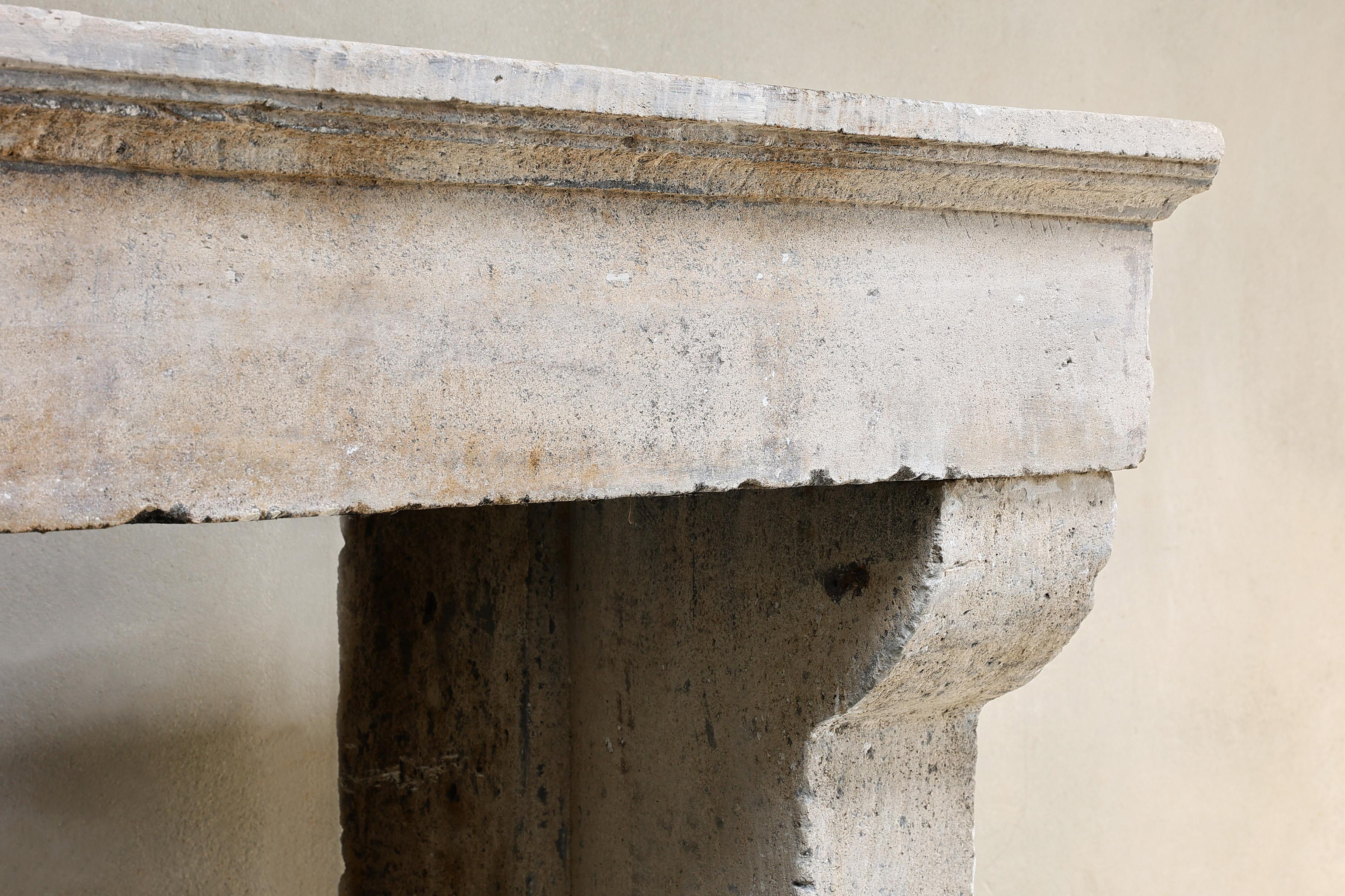 French 19th Century Fireplace of french limestone in Campagnarde style