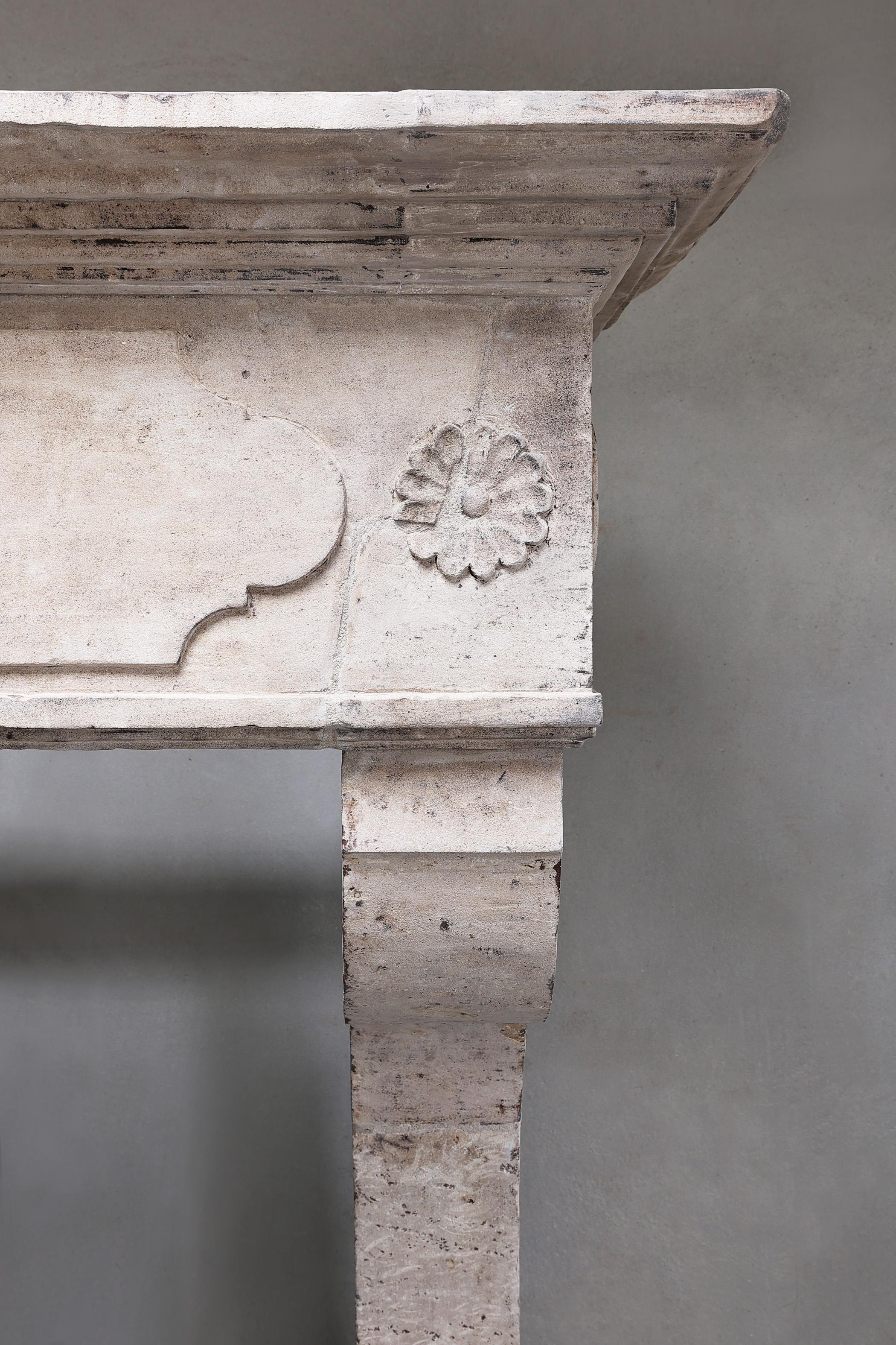 19th Century Fireplace of french limestone in Campagnarde style 1