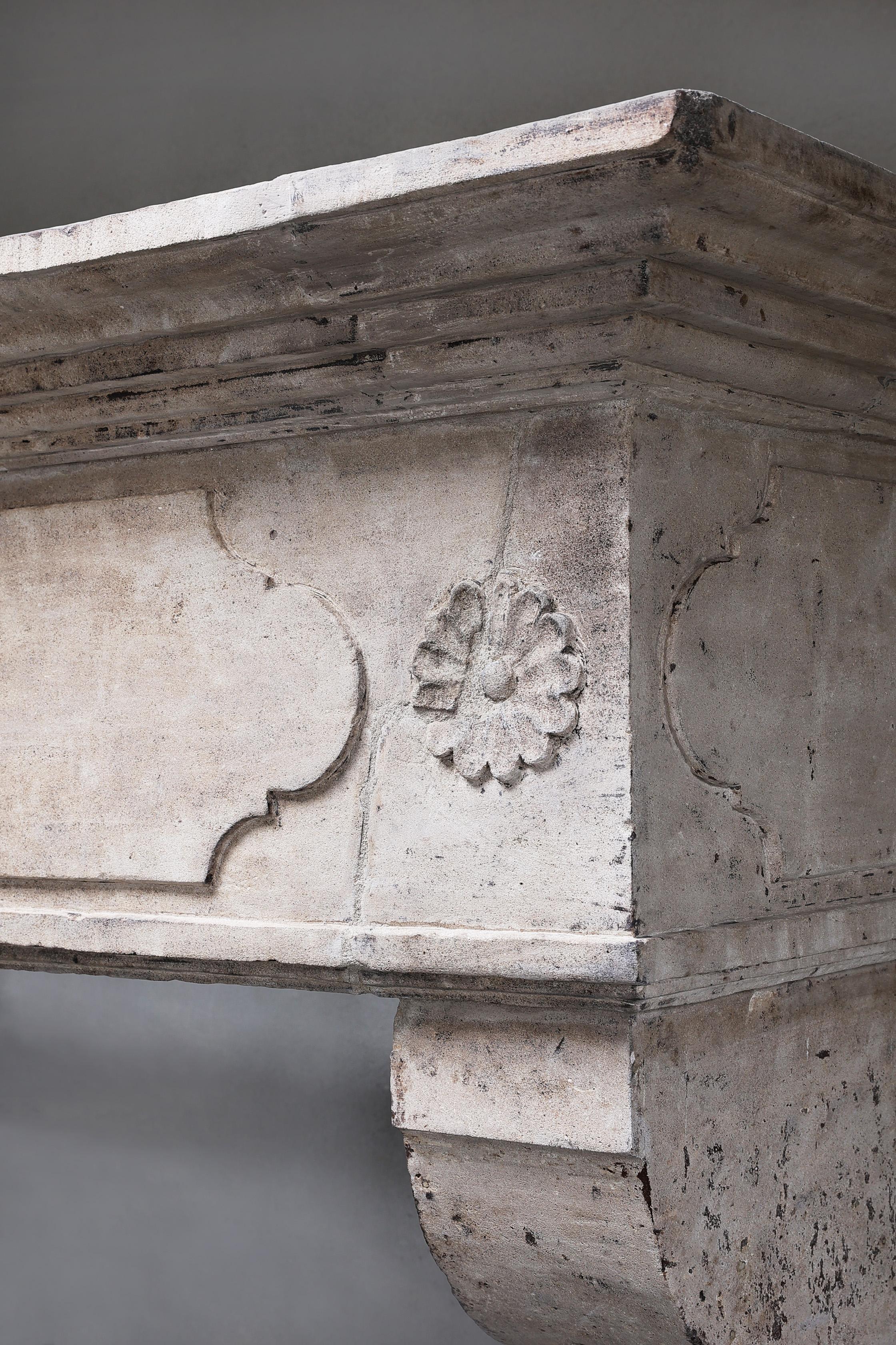 19th Century Fireplace of french limestone in Campagnarde style 2