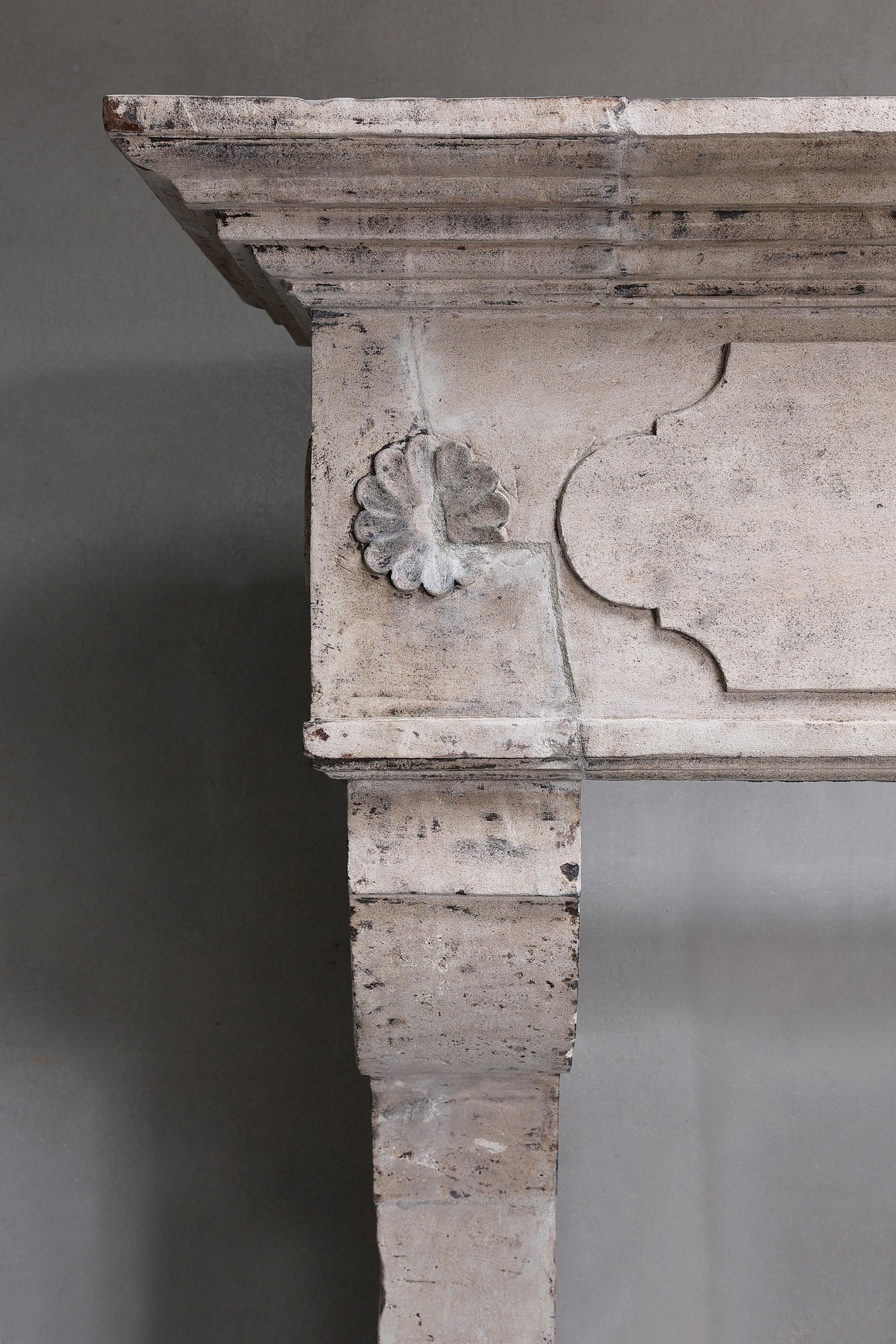19th Century Fireplace of french limestone in Campagnarde style 3