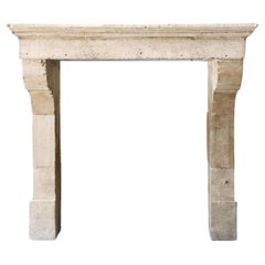 19th Century Fireplace of french limestone in Campagnarde style