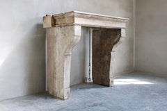 19th Century Fireplace of French Limestone in Style of Campagnarde