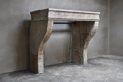 19th Century Fireplace of French Limestone in Style of Campagnarde