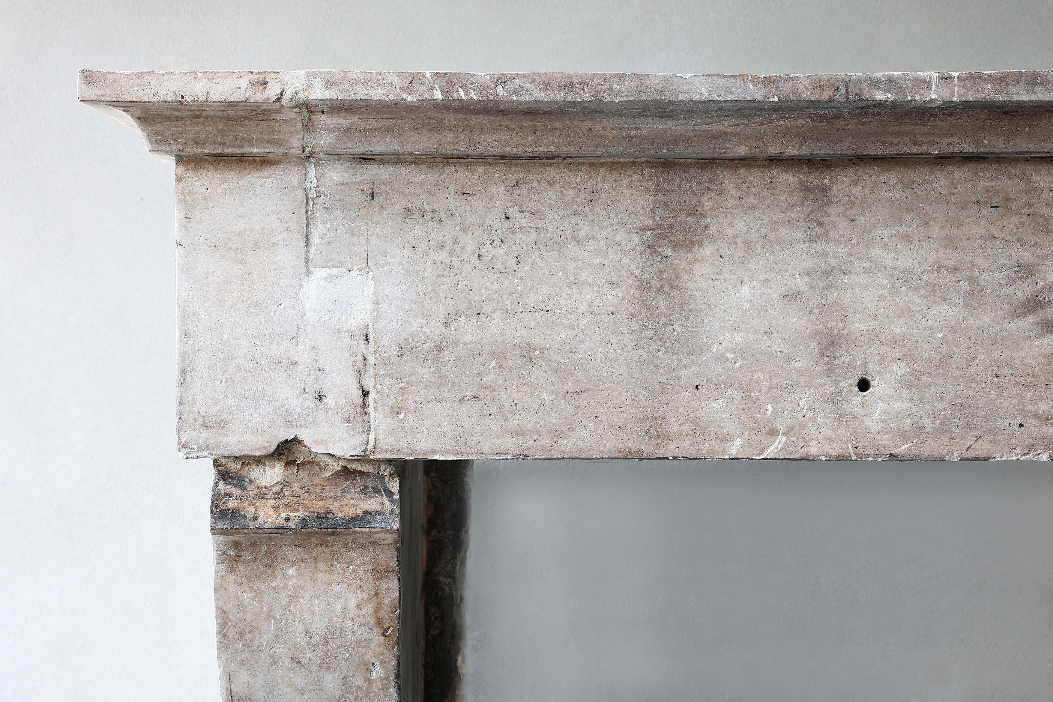 18th Century and Earlier 19th Century Fireplace of French Limestone in Style of Campagnarde