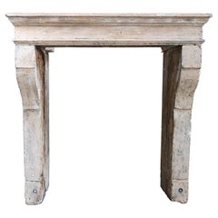 19th Century Fireplace of French Limestone in Style of Campagnarde