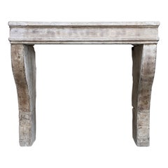 Antique 19th Century Fireplace of French Limestone in Style of Campagnarde