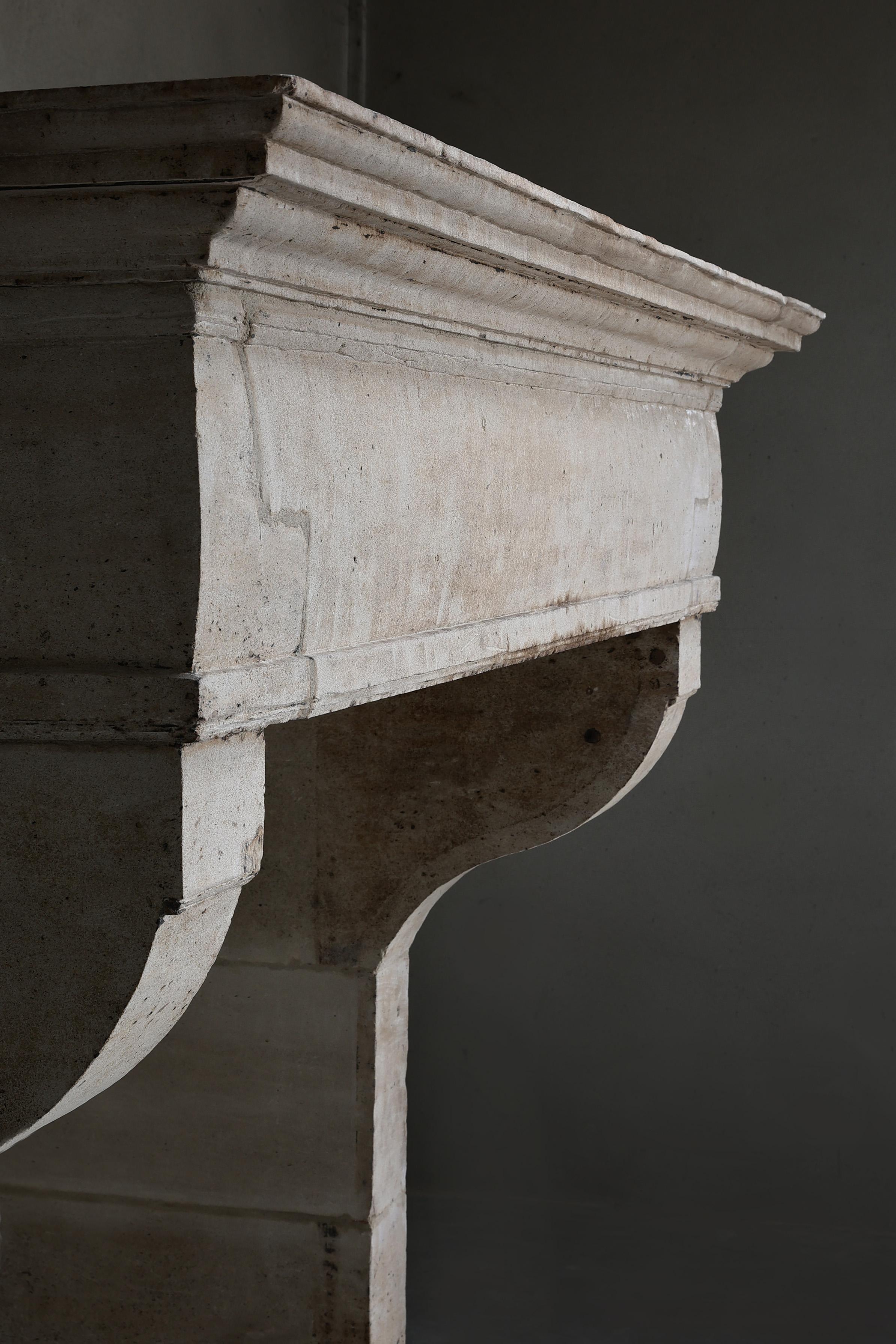19th Century Fireplace of french limestone in style of Louis XIII For Sale 5