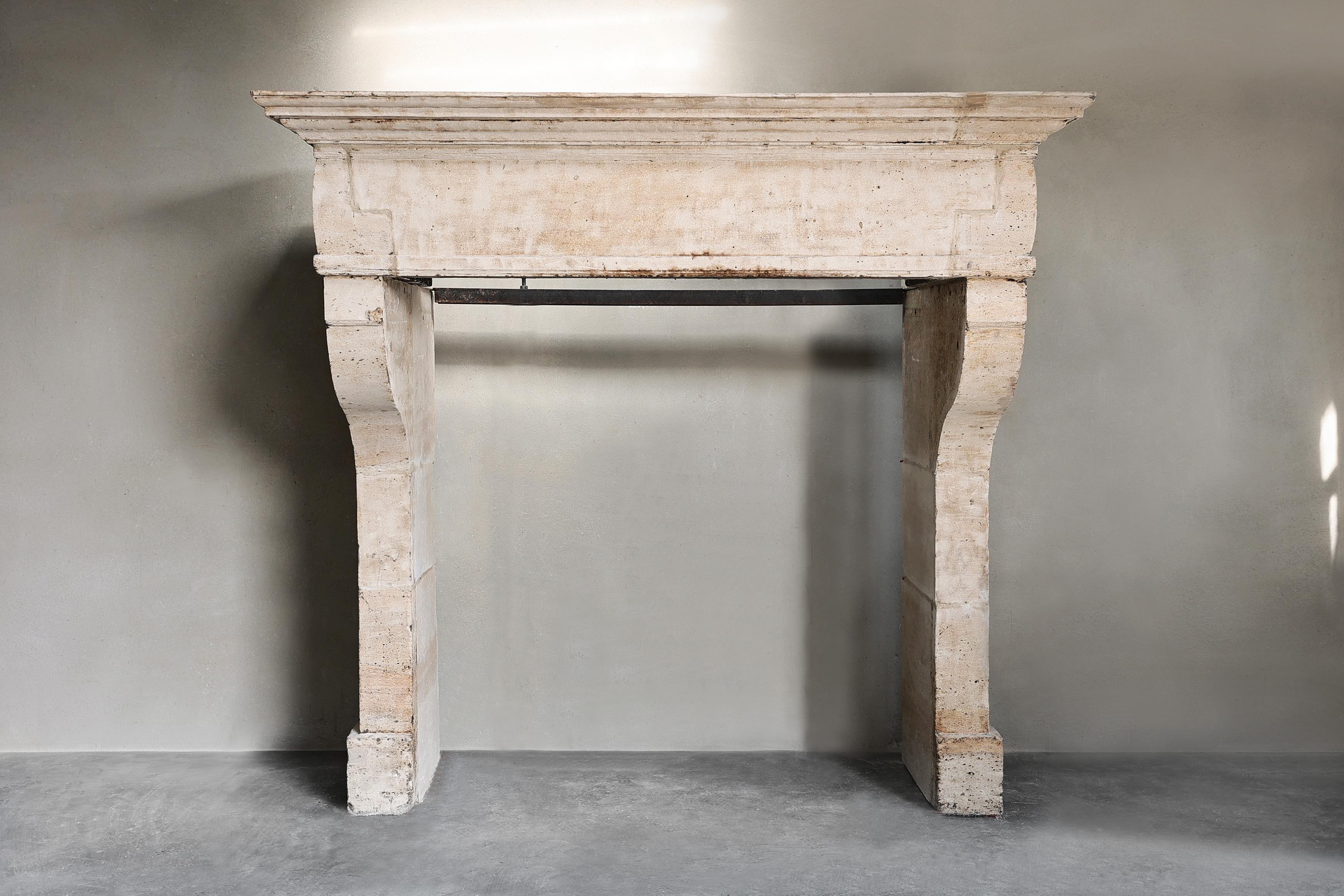 19th Century Fireplace of french limestone in style of Louis XIII For Sale 6