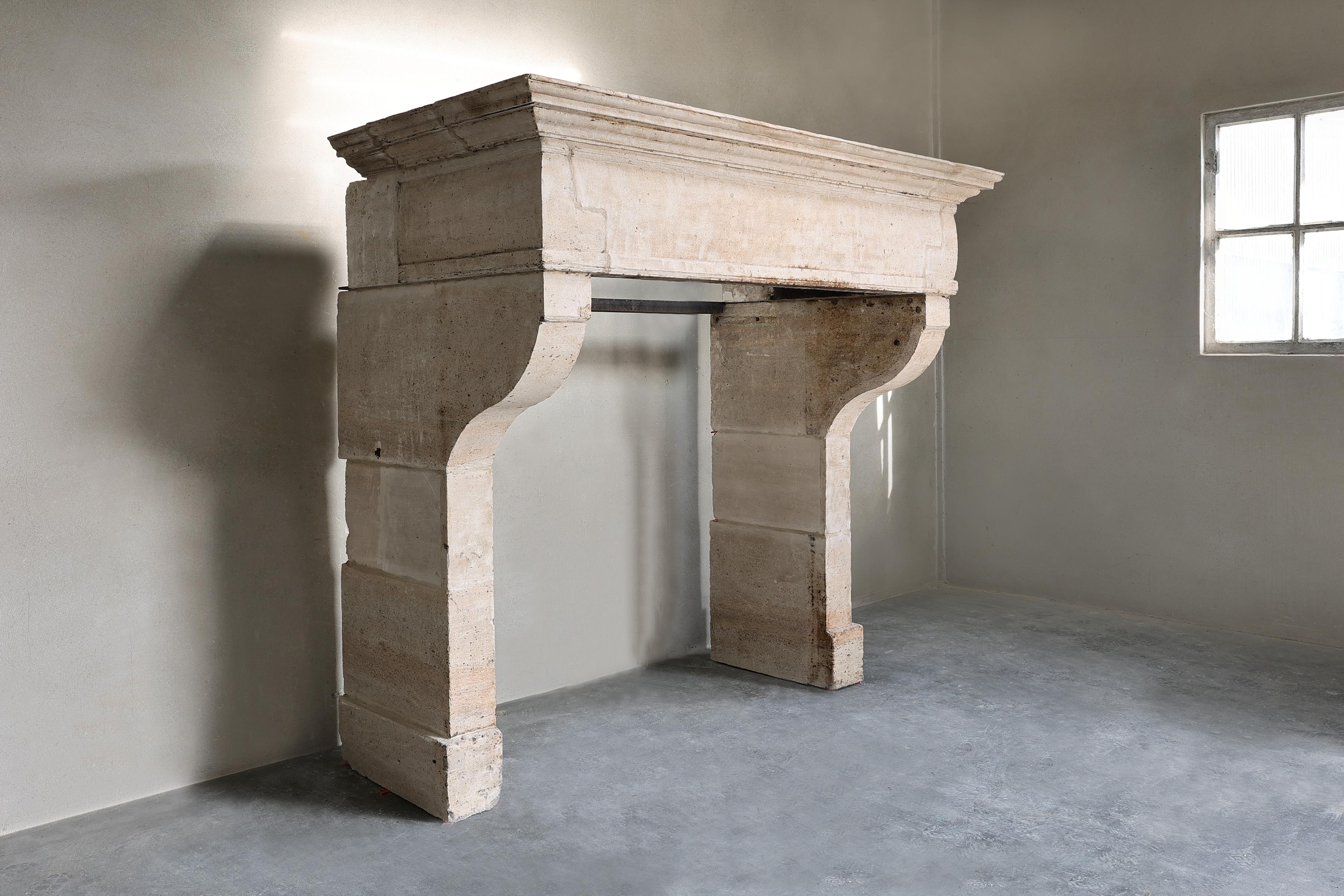 19th Century Fireplace of french limestone in style of Louis XIII For Sale 7