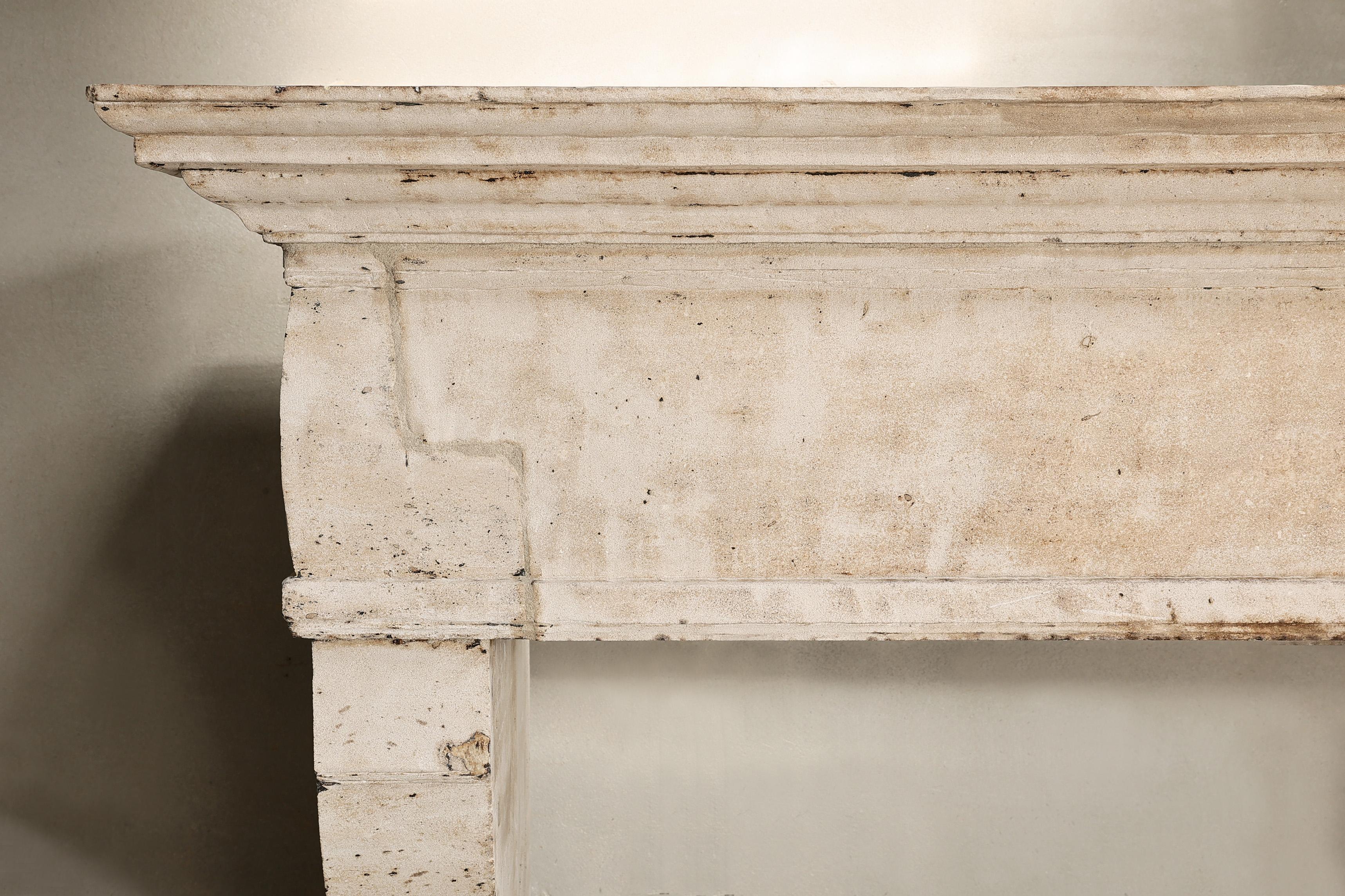 French 19th Century Fireplace of french limestone in style of Louis XIII For Sale