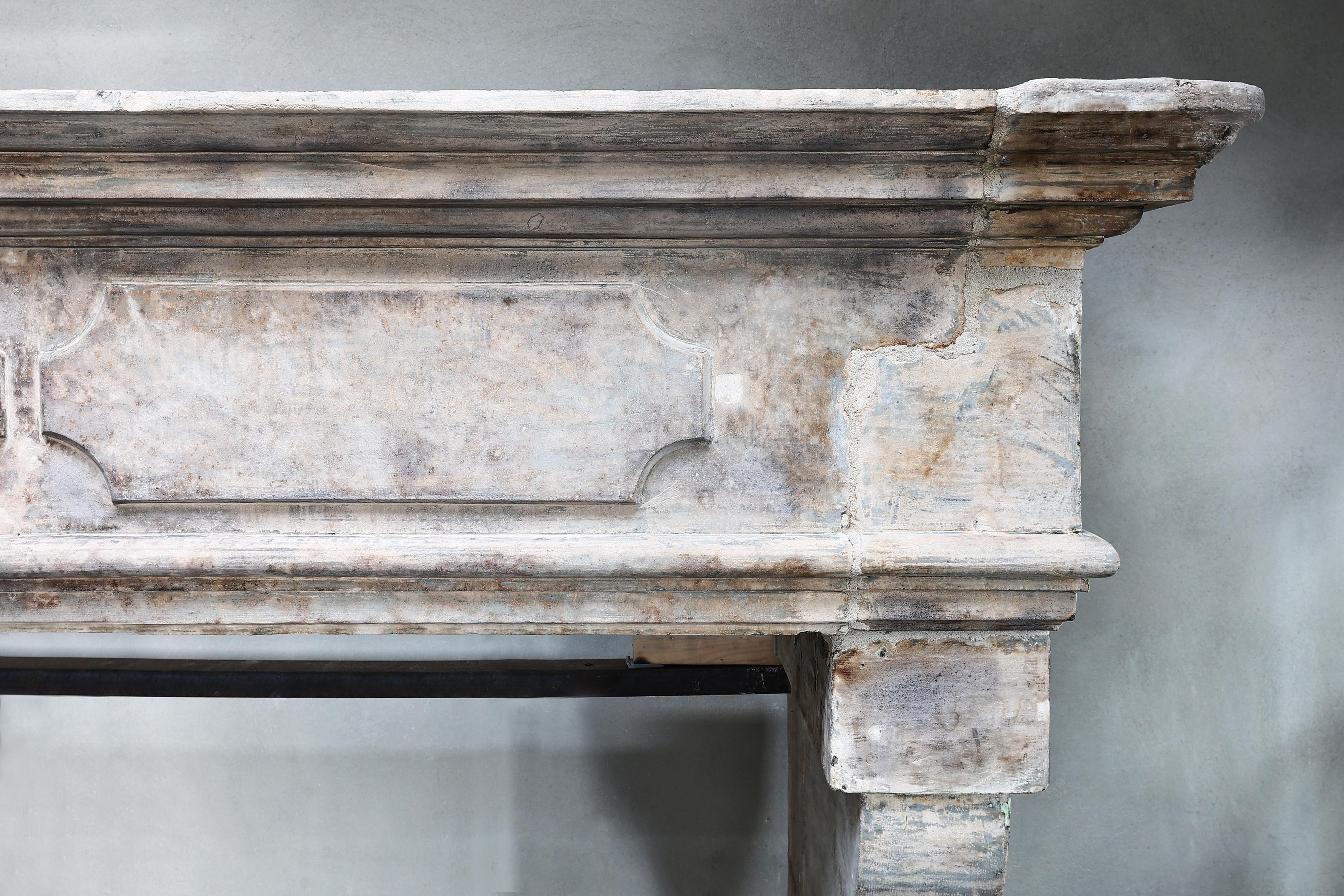 19th Century Fireplace of French Limestone in Style of Louis XIII  For Sale 1