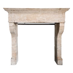 19th Century Fireplace of french limestone in style of Louis XIII
