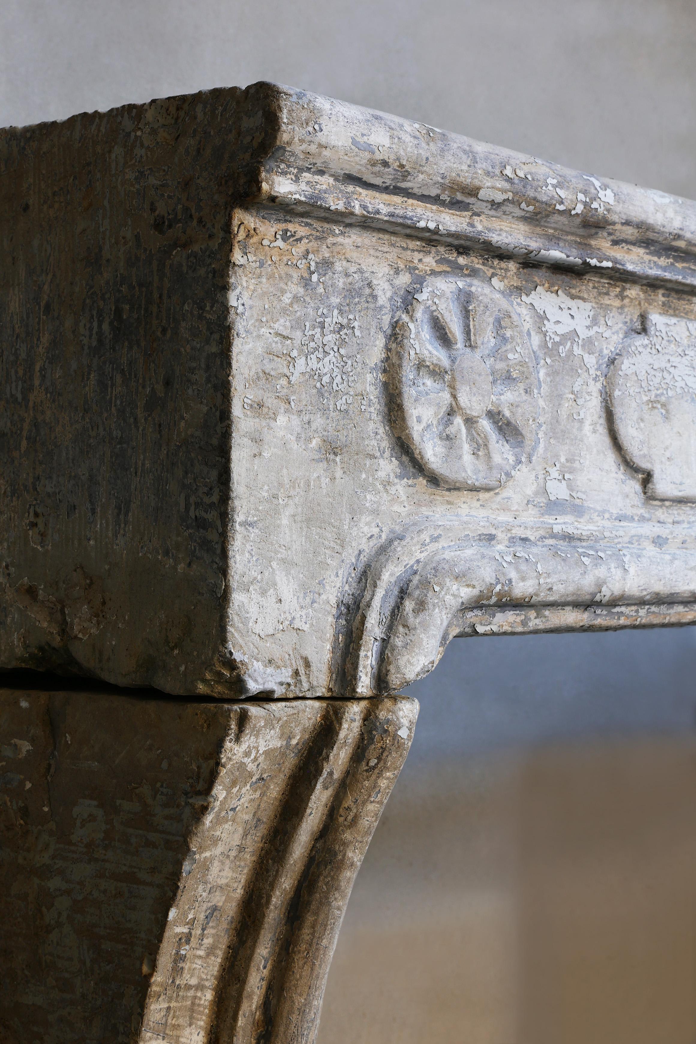 19th Century Fireplace of French Limestone in Style of Louis XIV 8