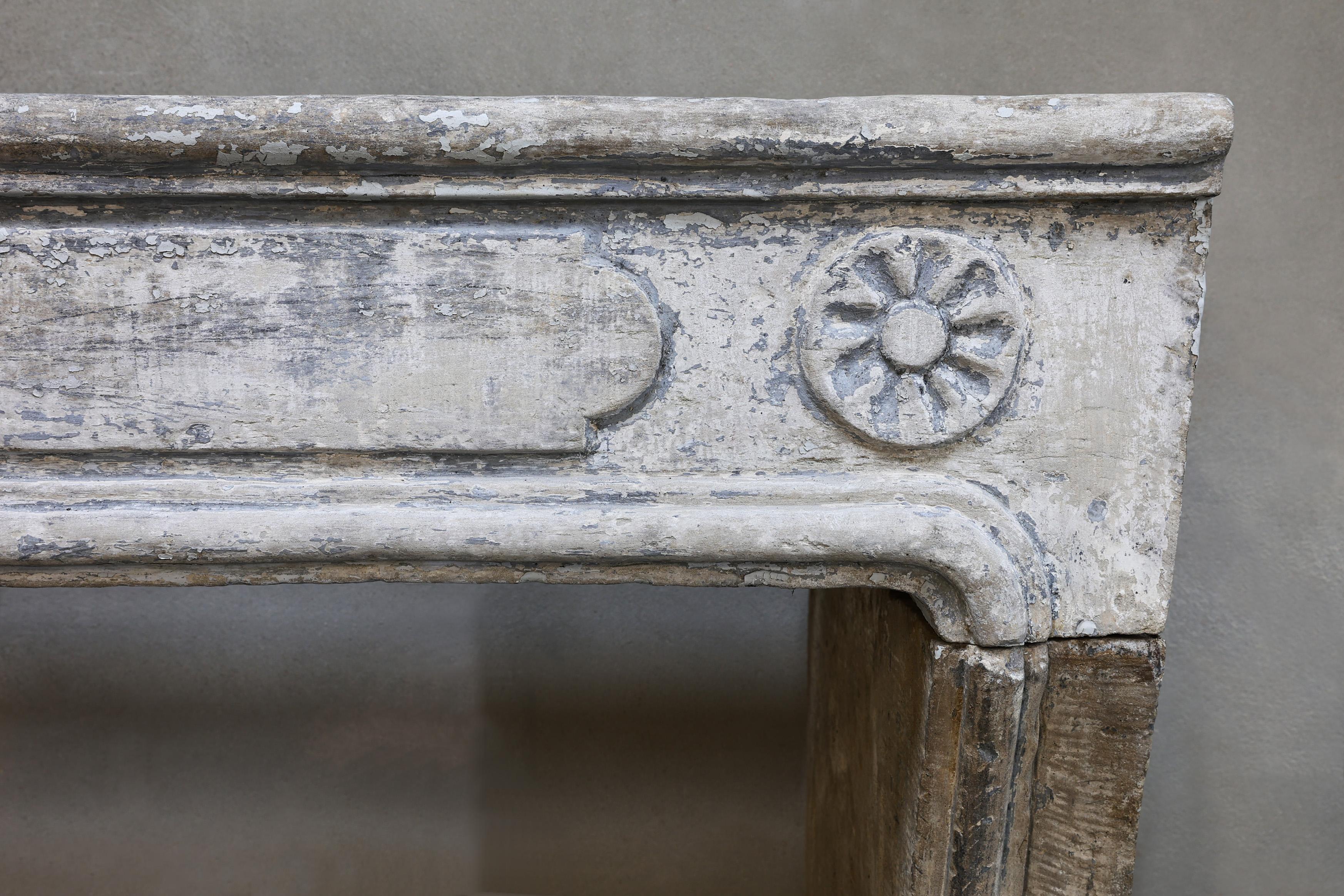 Other 19th Century Fireplace of French Limestone in Style of Louis XIV