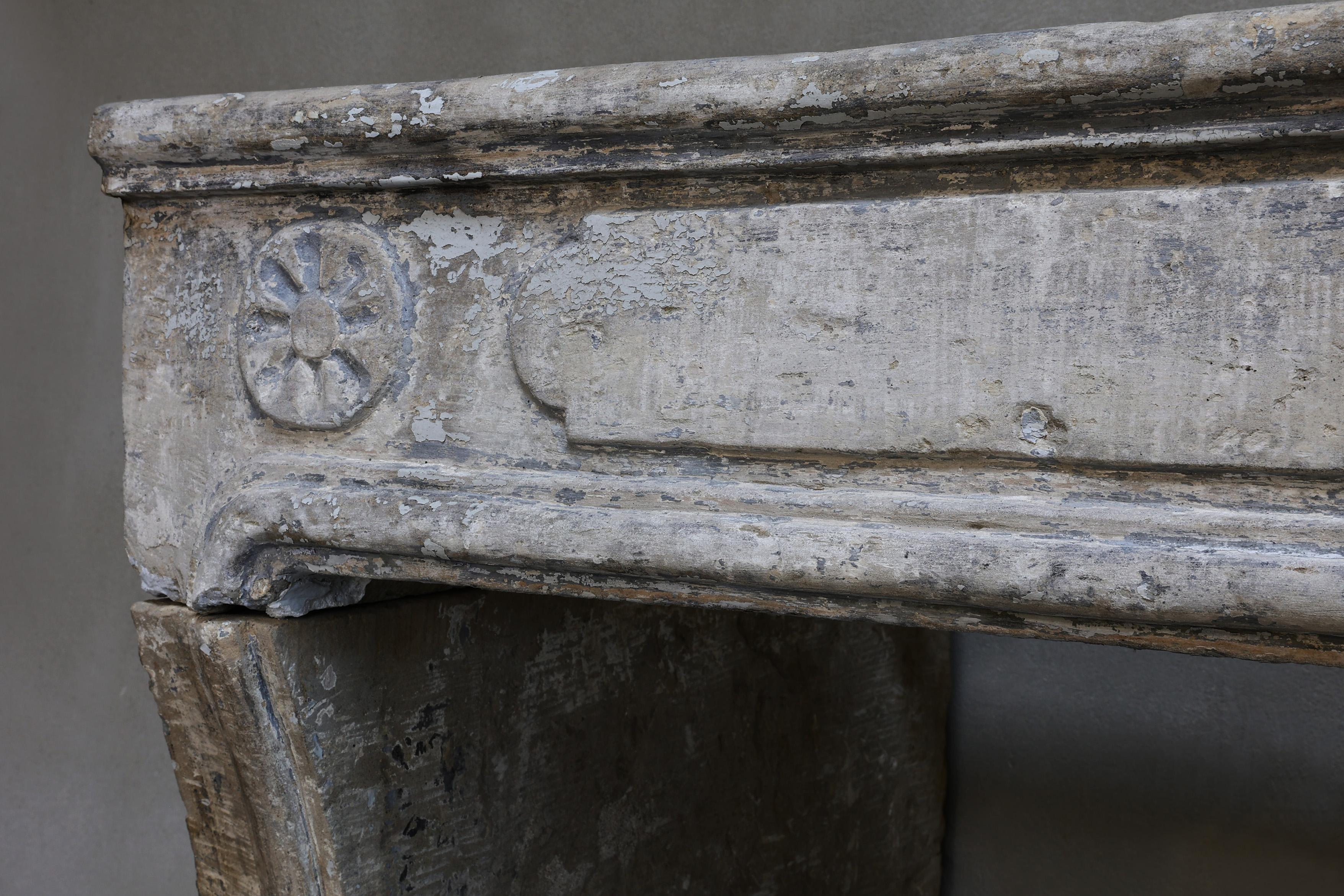 19th Century Fireplace of French Limestone in Style of Louis XIV 2