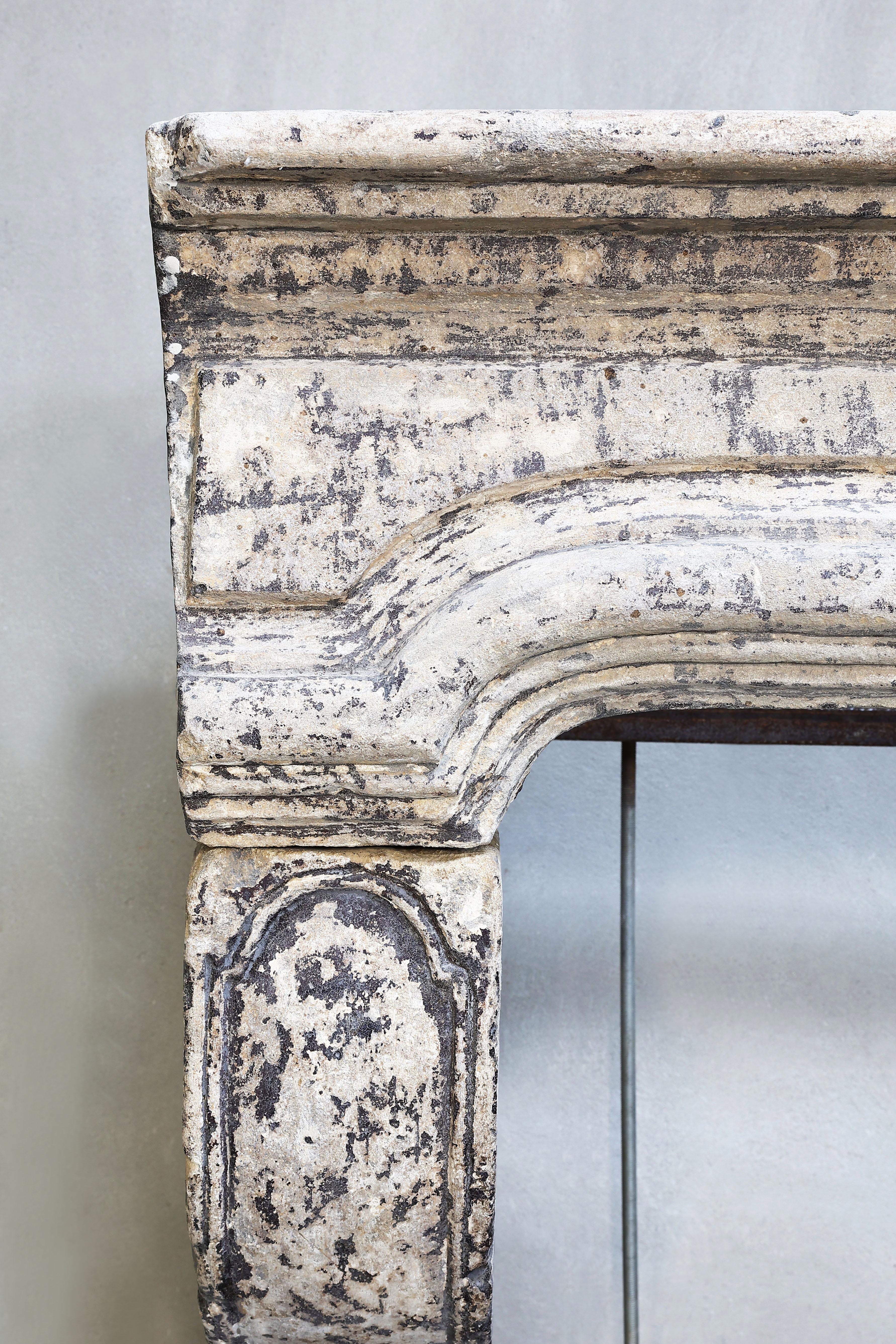 19th Century Fireplace of French Limestone in Style of Louis XIV For Sale 6