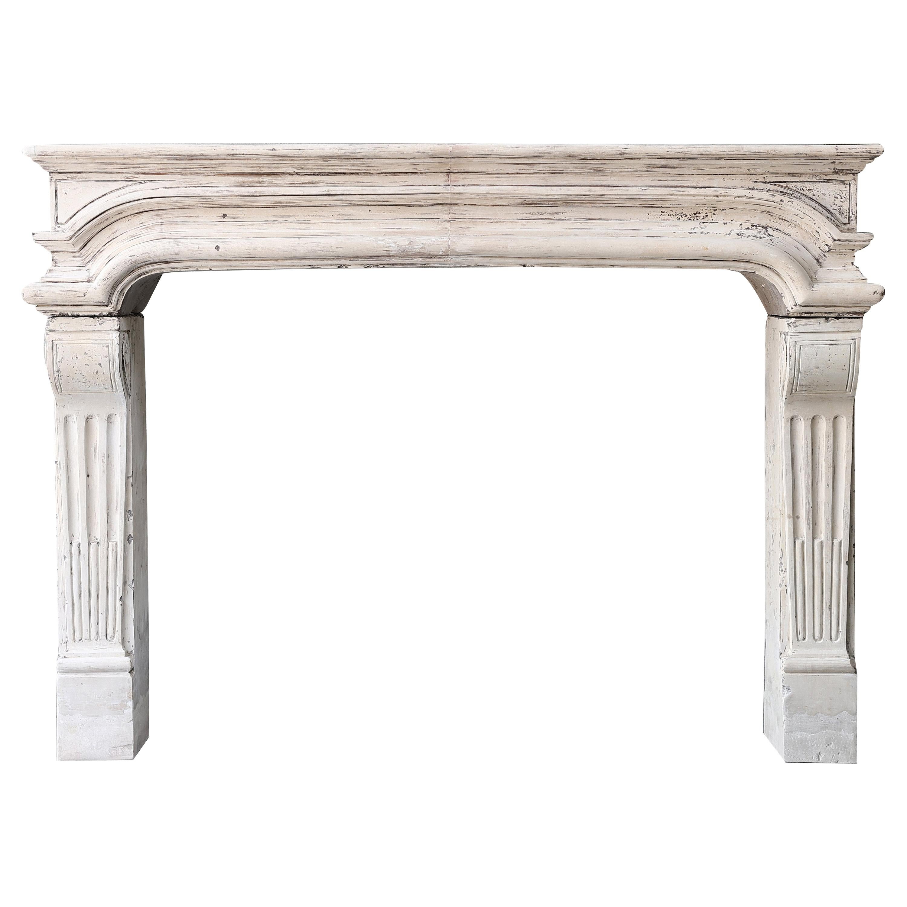 Beautifful 19th Century Fireplace of French Limestone in Style of Louis XIV For Sale