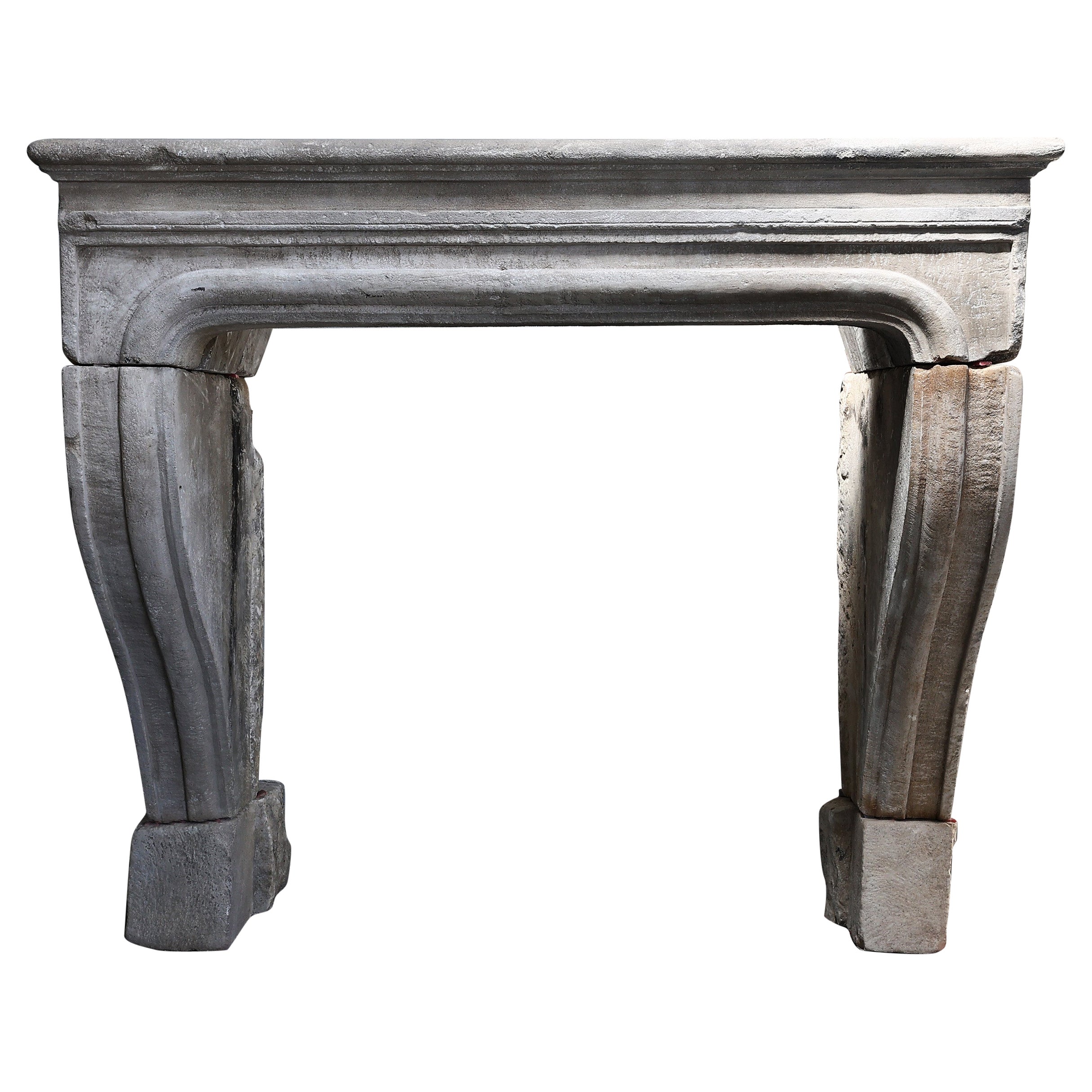19th Century Fireplace of French Limestone in Style of Louis XIV