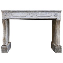 Antique 19th Century Fireplace of French Limestone in Style of Louis XIV