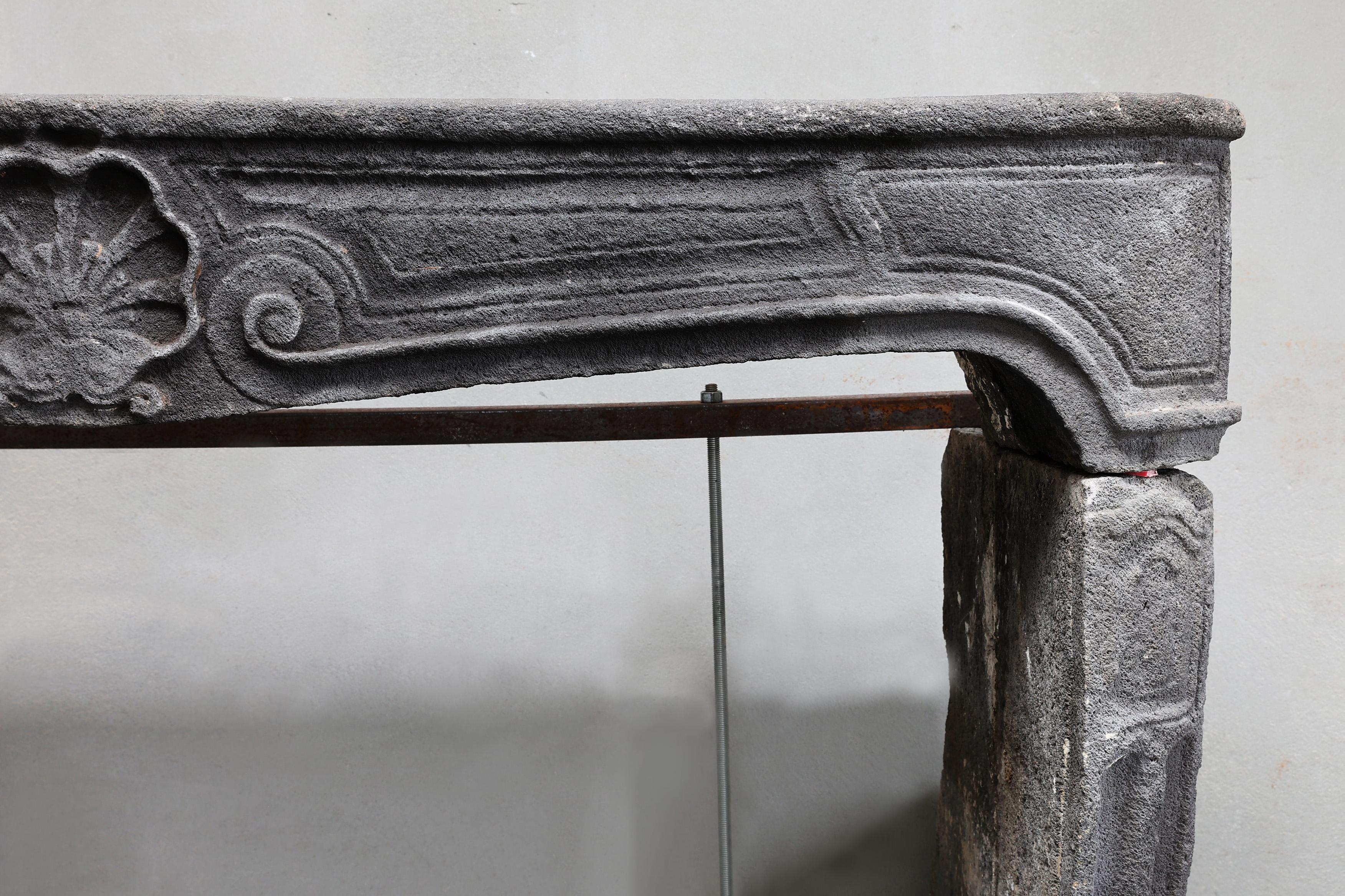 Other Fireplace Surround  Lava Stone  19th Century  Style of Louis XV For Sale