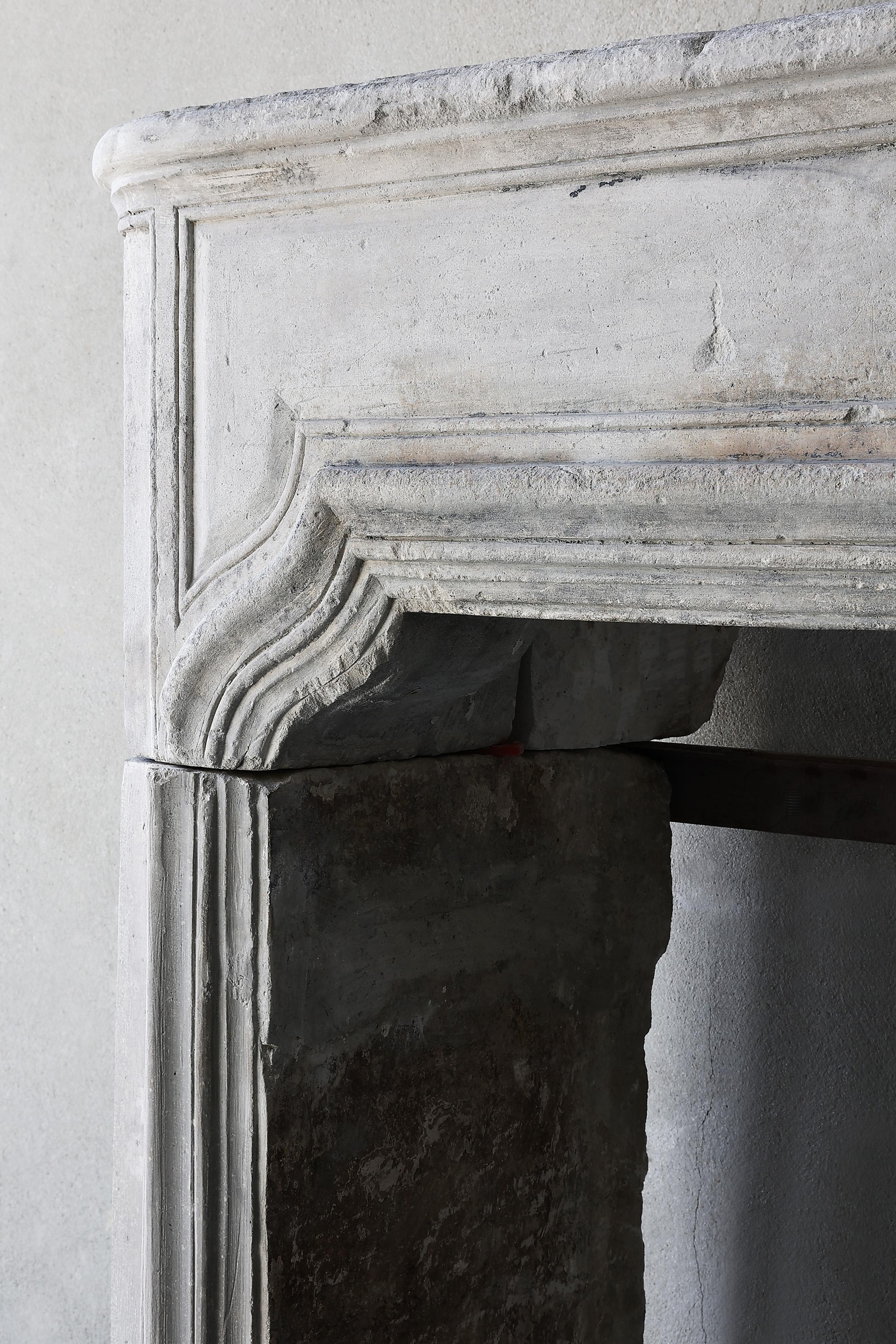 19th Century Fireplace of French limestone in Style of Louis XVI 7