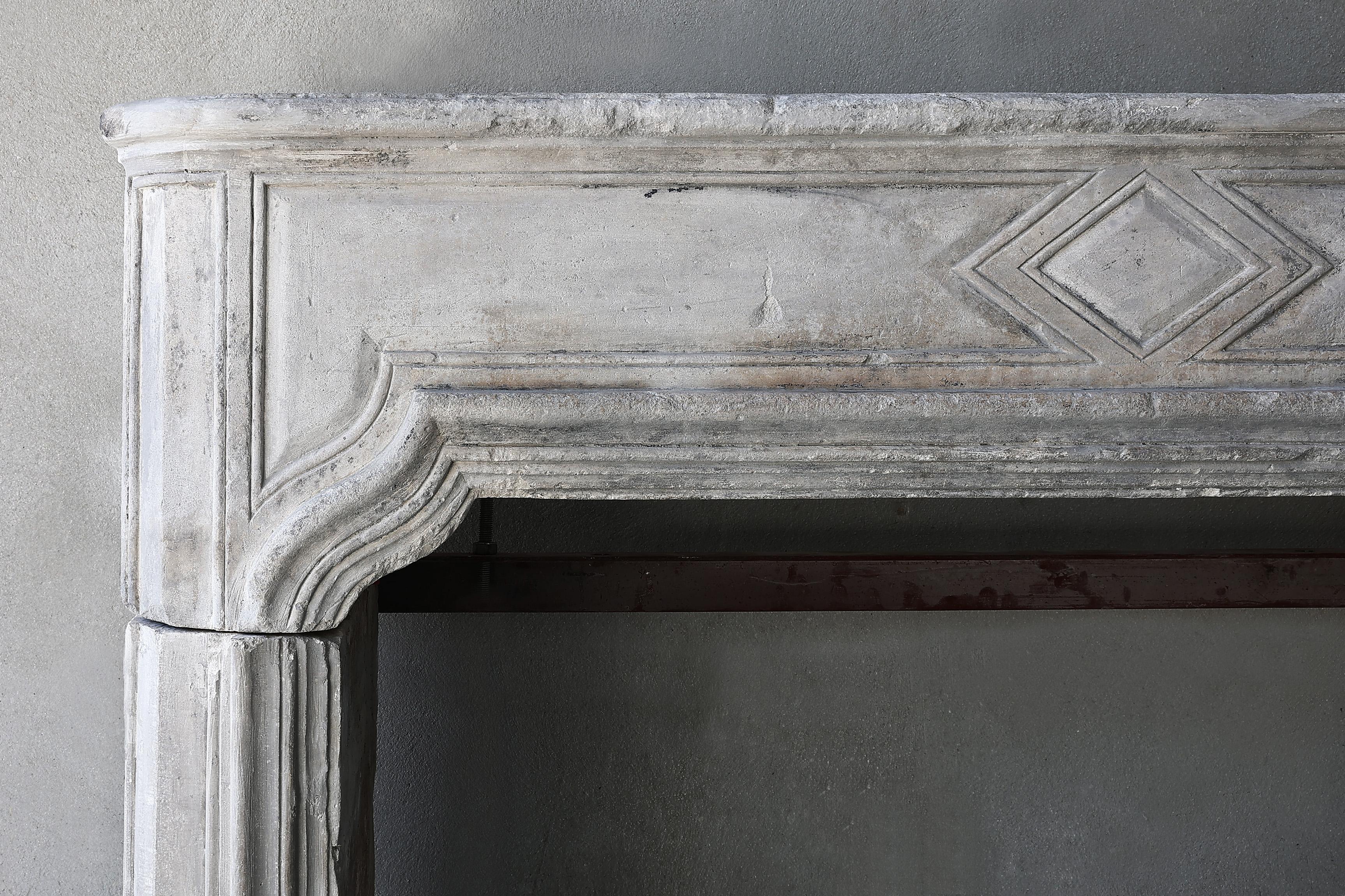 19th Century Fireplace of French limestone in Style of Louis XVI 1