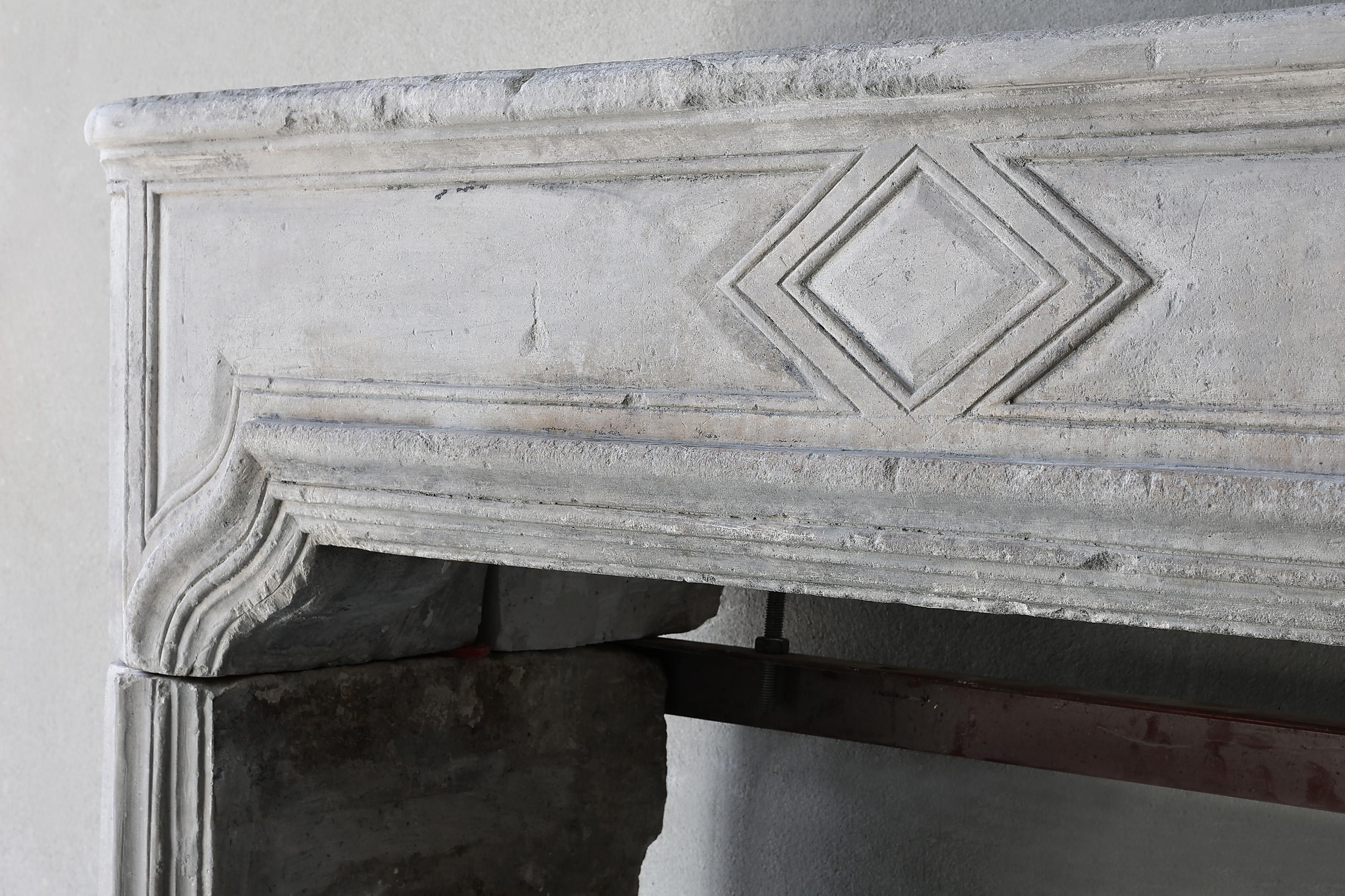 19th Century Fireplace of French limestone in Style of Louis XVI 2