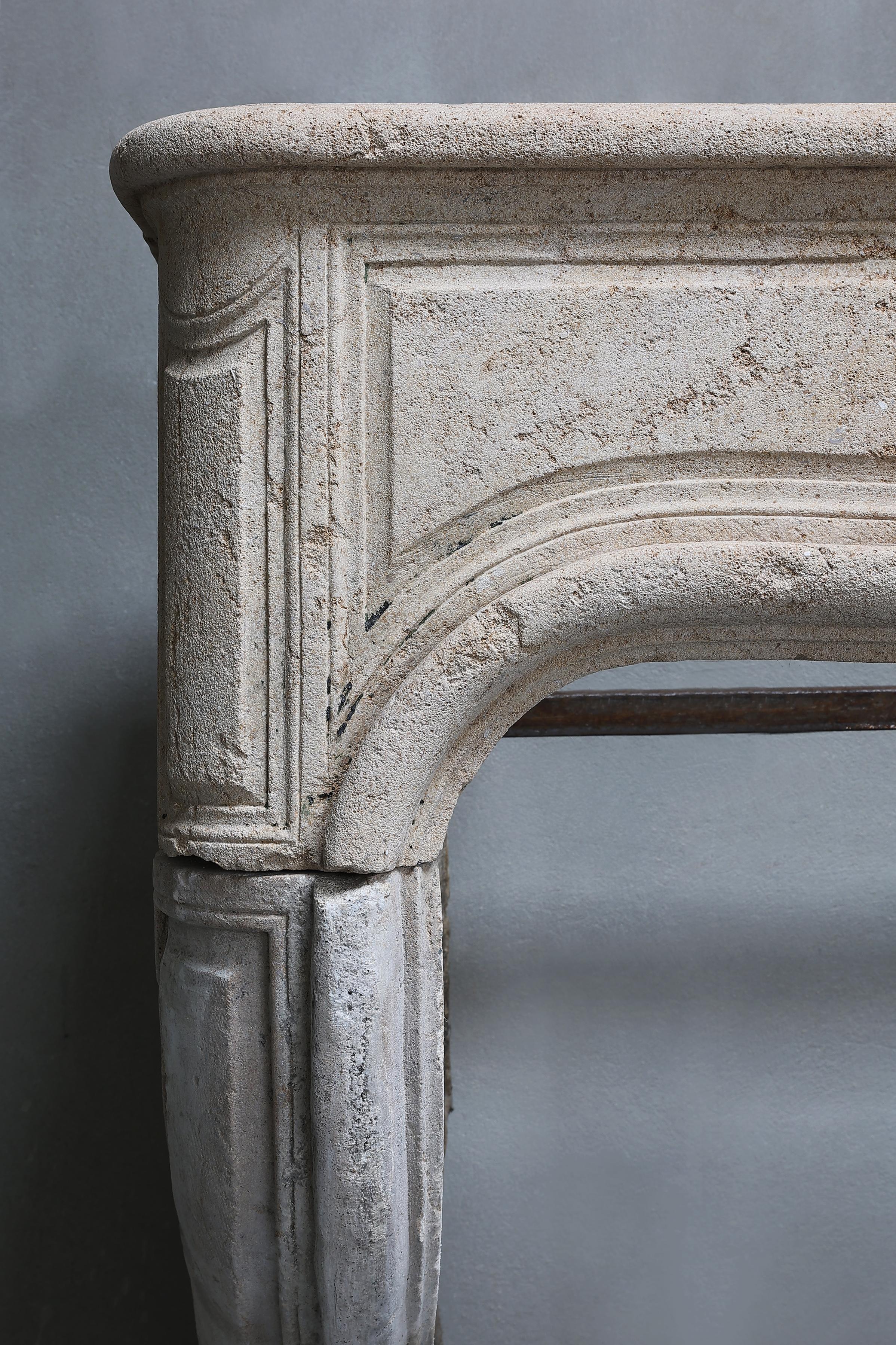 19th Century Fireplace of French Limestone in the Style of Louis XV  For Sale 7