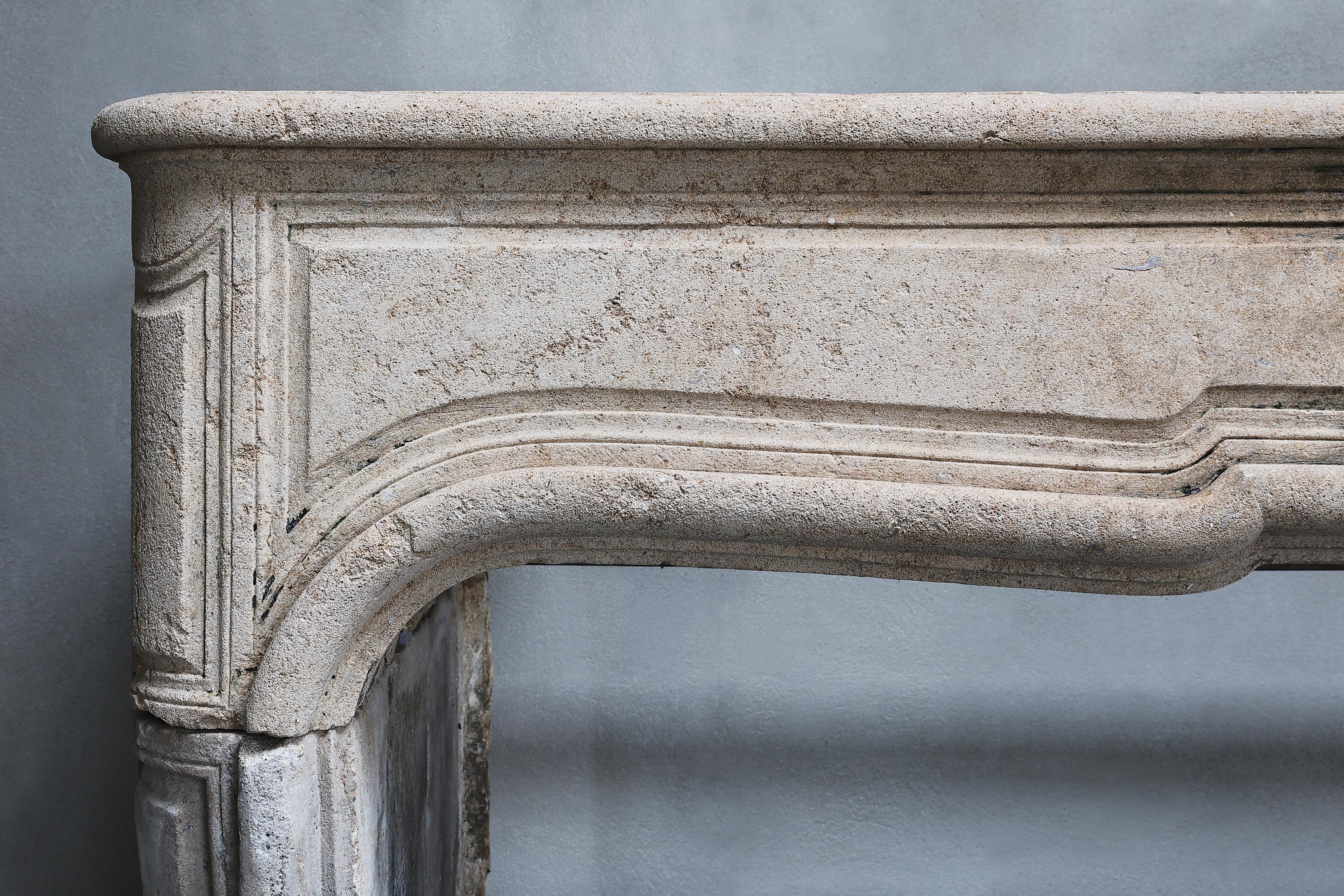 19th Century Fireplace of French Limestone in the Style of Louis XV  For Sale 2